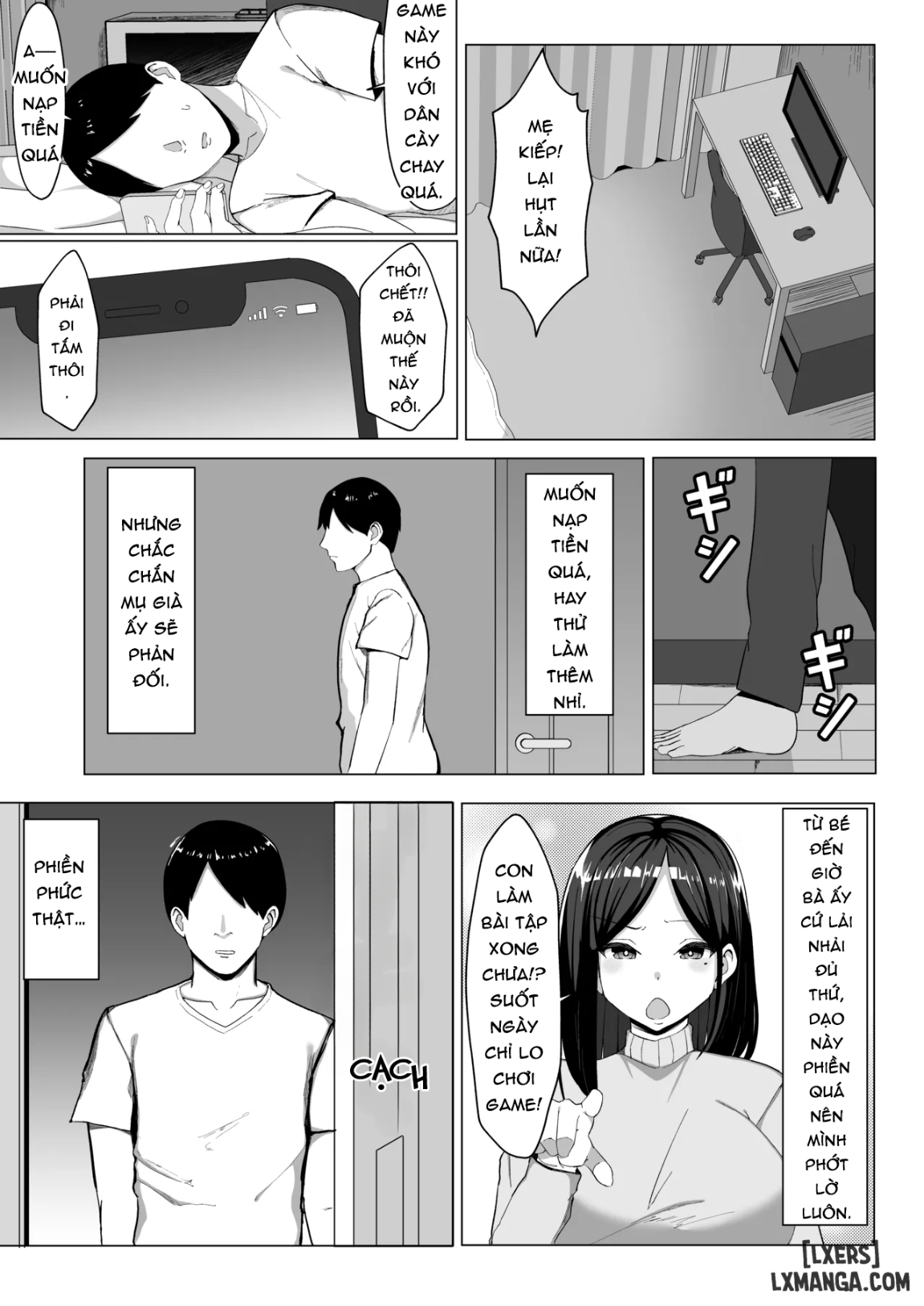 HentaiVN.net - Ảnh 5 - Kaa-chan to Sex Shinai to Derarenai Heya ~Kuchiurusai Haha to Hankouki no Ore~ - Chap 1