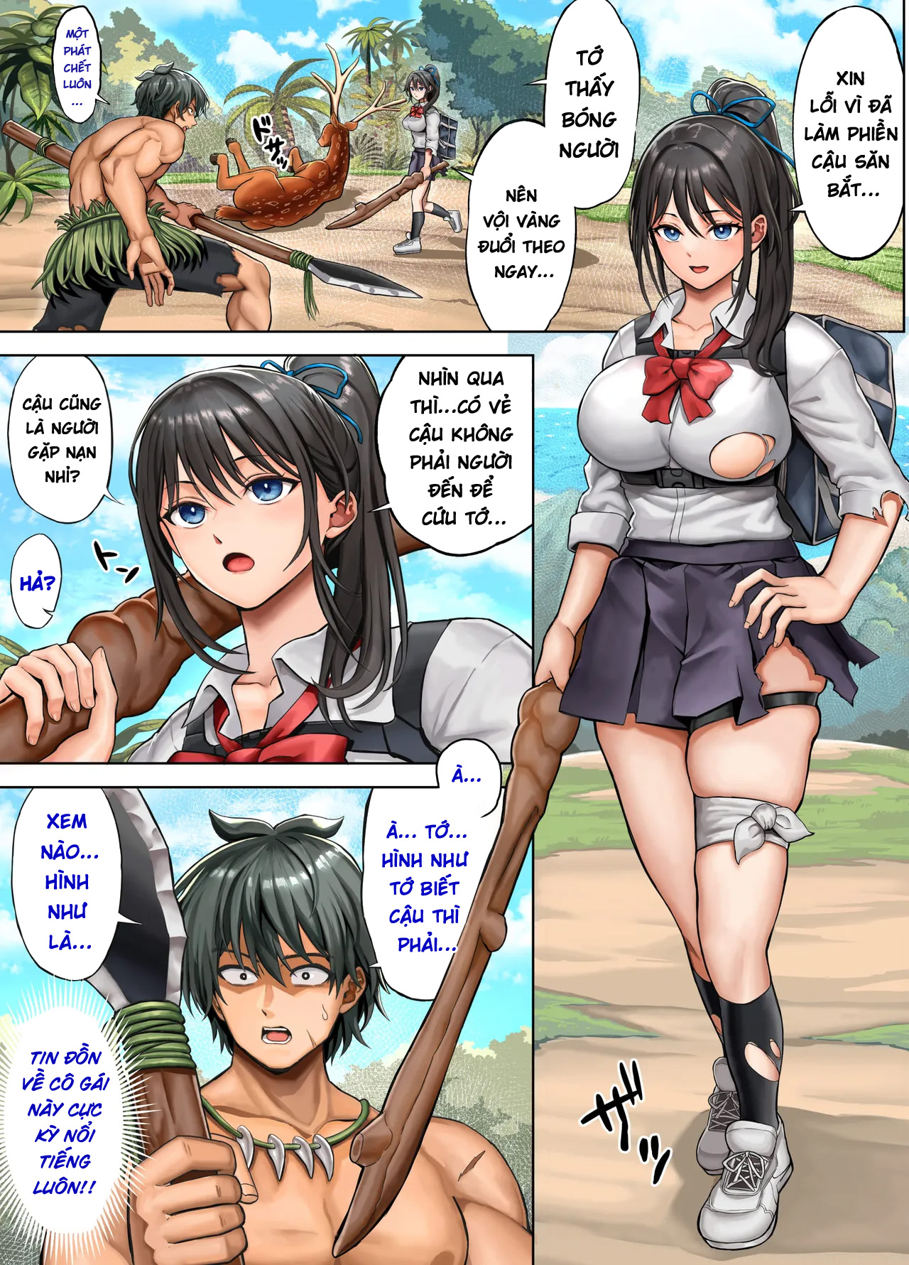 HentaiVN.net - Ảnh 9 - Mujintou Sounans Harem [無人島遭難ハーレム] - Chap 2