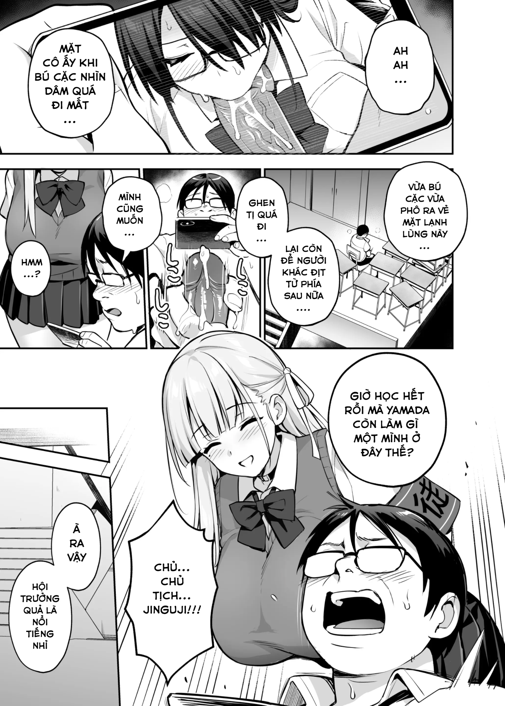 HentaiVN.net - Ảnh 9 - Akogare no Seitokaichou ga Kyonyuu Sugiru Ken - Phần 2 Chap 2: Giải quyết nhu cầu cho Yamada