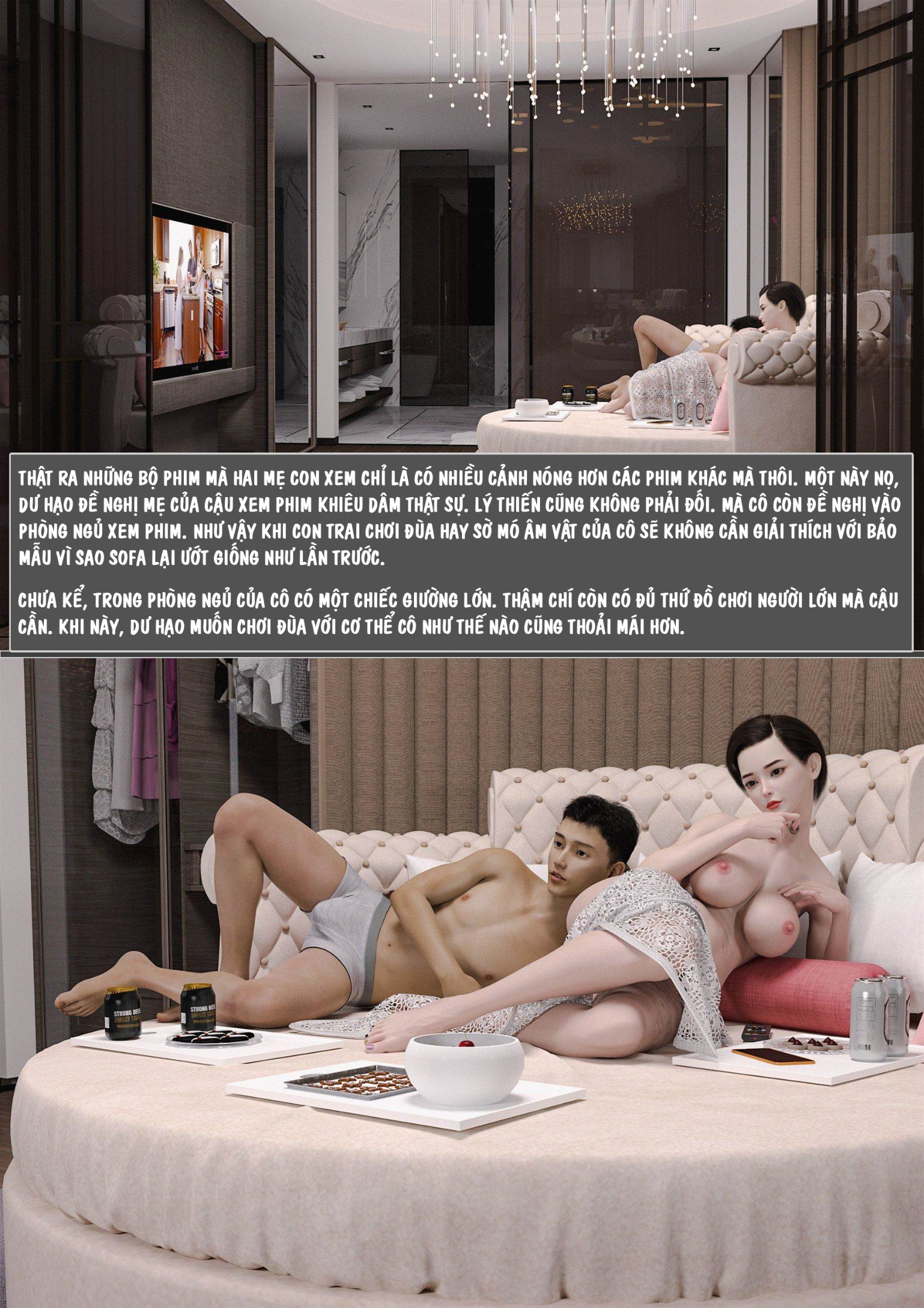 HentaiVN.net - Ảnh 23 - Ham Muốn Kì Lạ Với Mẹ - Chương 3 Xem Phim Cùng Với Mẹ