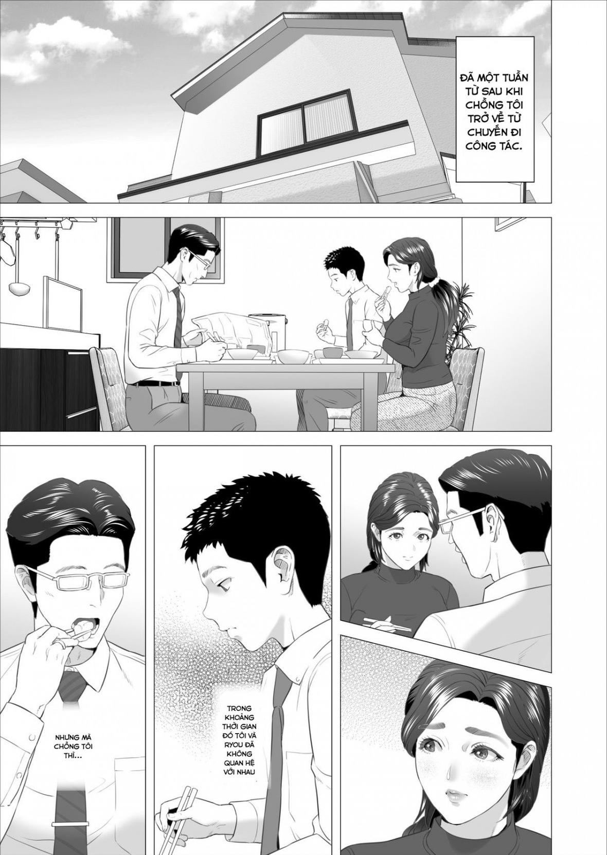 HentaiVN.net - Ảnh 3 - Kinjo Yuuwaku Musuko ni Otto no Soba de Dakareru Haha Hen - Chap 1