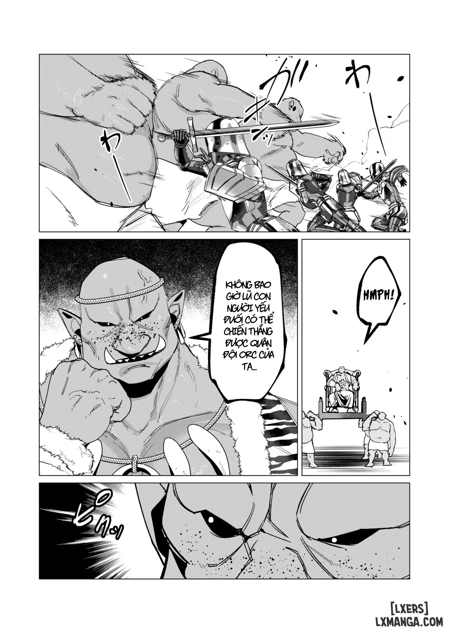 HentaiVN.net - Ảnh 10 - Vị Anh Hùng Muốn “Vợ Người Ta” Làm Phần Thưởng - Chap 11: Dũng Sĩ x Nữ Hiệp Sĩ x Orc King(Phần 2)