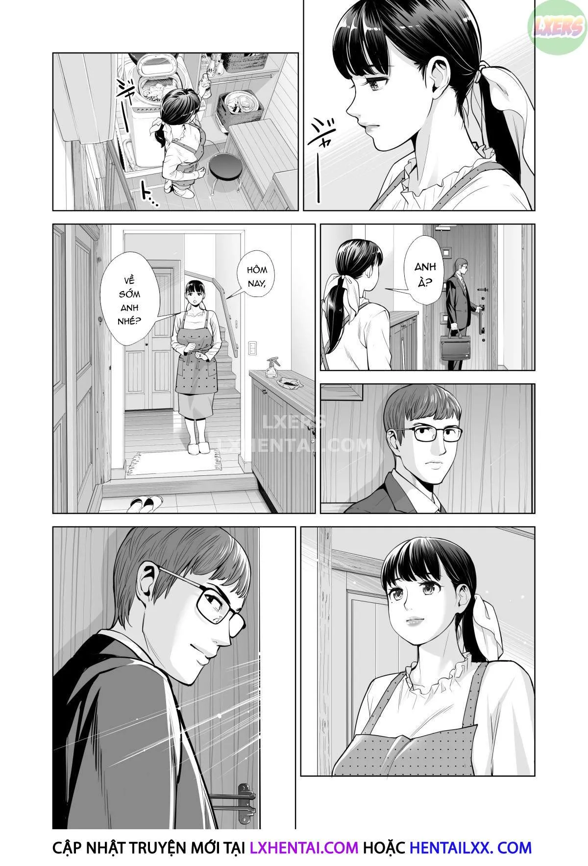 HentaiVN.net - Ảnh 10 - A Housewife Stolen By A Coworker Besides Her Blackout Drunk Husband [Tsukiyo No Midare Zake (Zenpen) Moonlit Intoxication; Tsukiyo No Midare Zake (Kouhen) Moonlit Intoxication] - Chap 1
