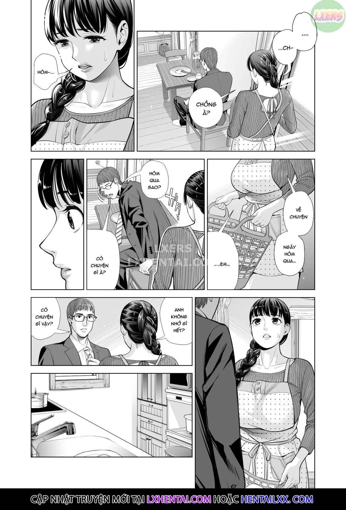 HentaiVN.net - Ảnh 10 - A Housewife Stolen By A Coworker Besides Her Blackout Drunk Husband [Tsukiyo No Midare Zake (Zenpen) Moonlit Intoxication; Tsukiyo No Midare Zake (Kouhen) Moonlit Intoxication] - Chap 2