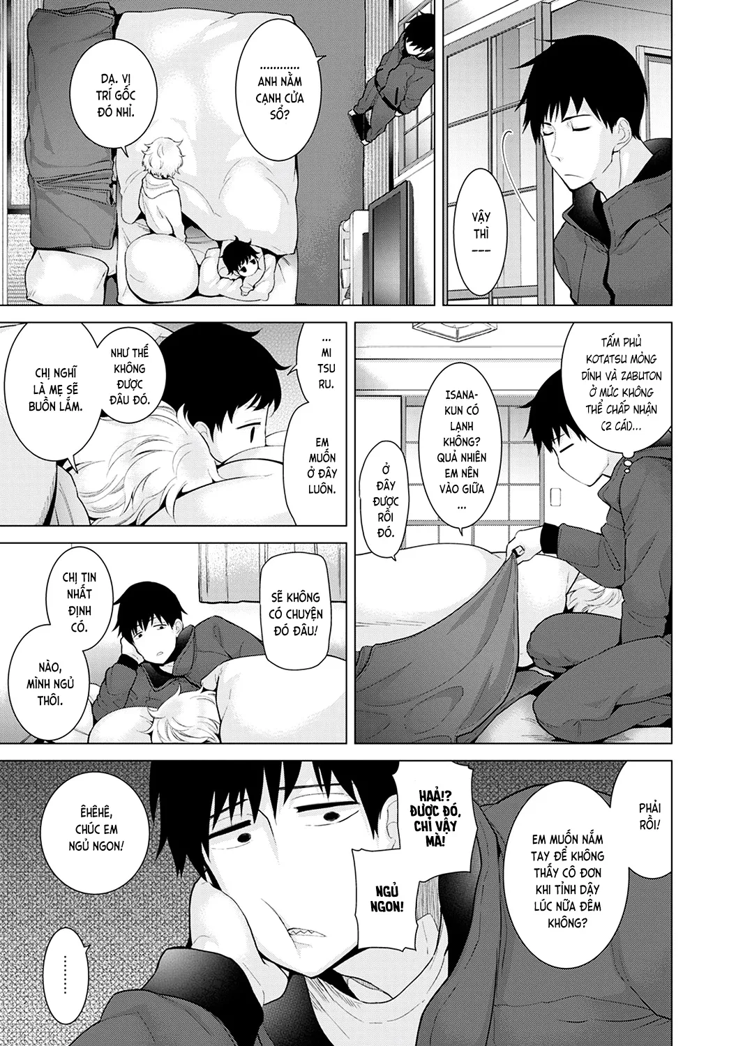 HentaiVN.net - Ảnh 12 - Cô bé mèo hoang [ノラネコ少女との暮らしかた; Noraneko Shoujo to no Kurashikata; Sống cùng cô bé mèo hoang] - 08. Mèo hoang ngủ cùng hai nam nhân
