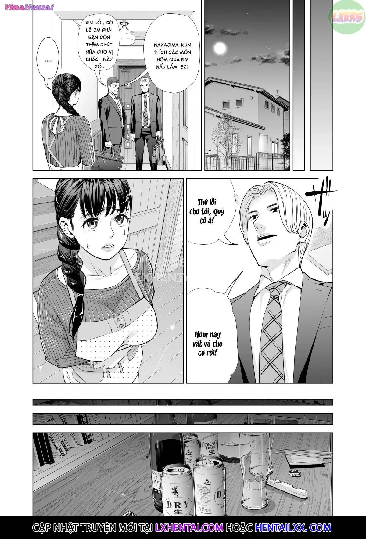 HentaiVN.net - Ảnh 13 - A Housewife Stolen By A Coworker Besides Her Blackout Drunk Husband [Tsukiyo No Midare Zake (Zenpen) Moonlit Intoxication; Tsukiyo No Midare Zake (Kouhen) Moonlit Intoxication] - Chap 2