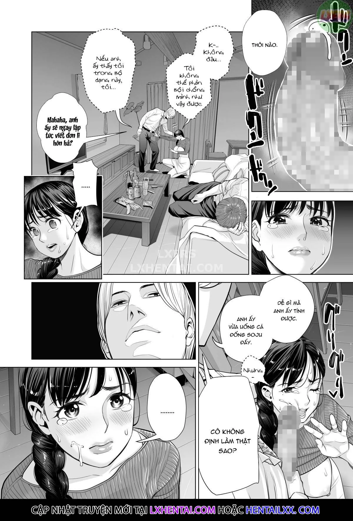 HentaiVN.net - Ảnh 16 - A Housewife Stolen By A Coworker Besides Her Blackout Drunk Husband [Tsukiyo No Midare Zake (Zenpen) Moonlit Intoxication; Tsukiyo No Midare Zake (Kouhen) Moonlit Intoxication] - Chap 2