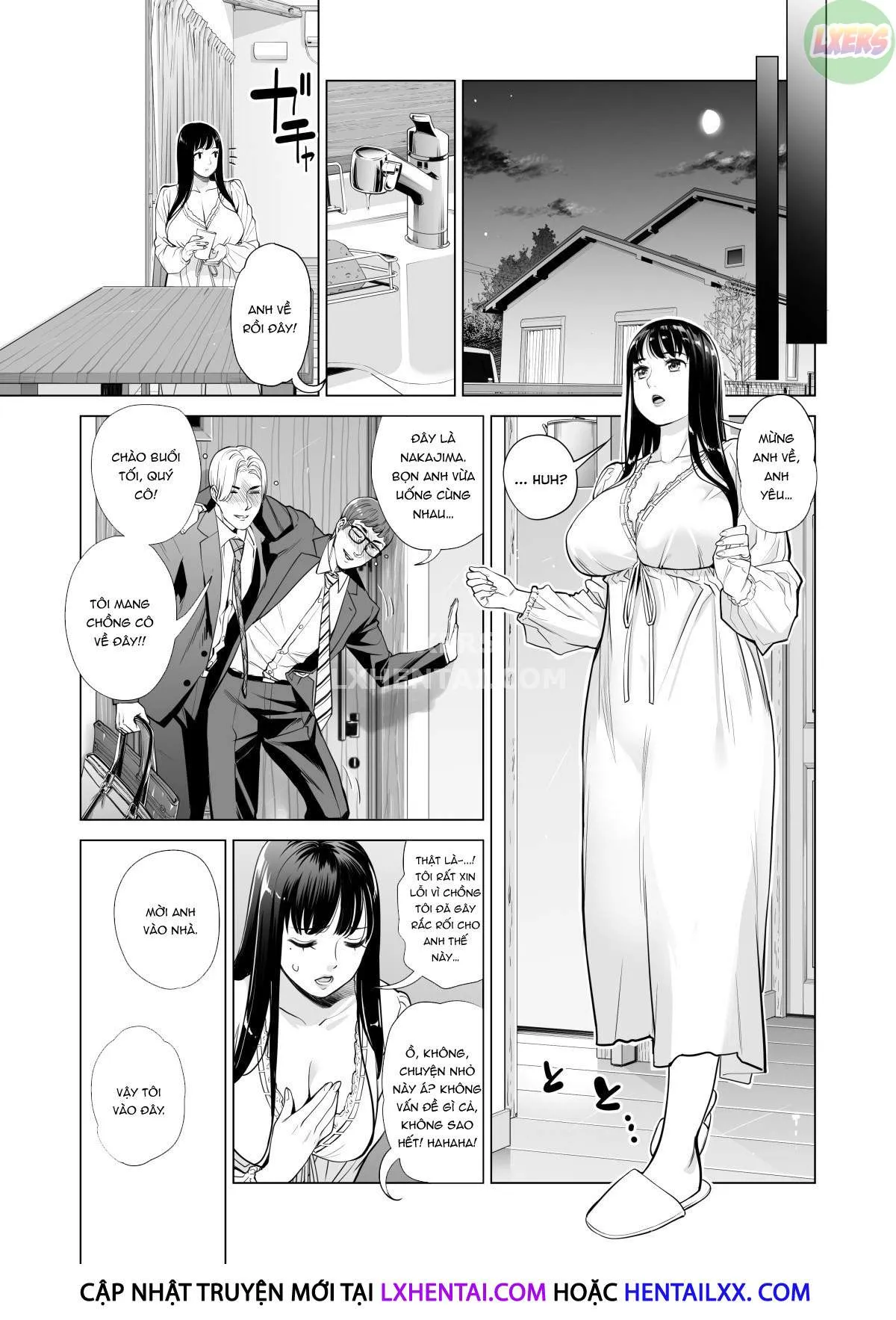 HentaiVN.net - Ảnh 17 - A Housewife Stolen By A Coworker Besides Her Blackout Drunk Husband [Tsukiyo No Midare Zake (Zenpen) Moonlit Intoxication; Tsukiyo No Midare Zake (Kouhen) Moonlit Intoxication] - Chap 1