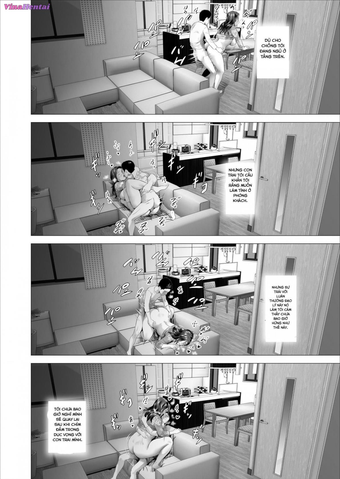 HentaiVN.net - Ảnh 18 - Kinjo Yuuwaku Musuko ni Otto no Soba de Dakareru Haha Hen - Chap 1