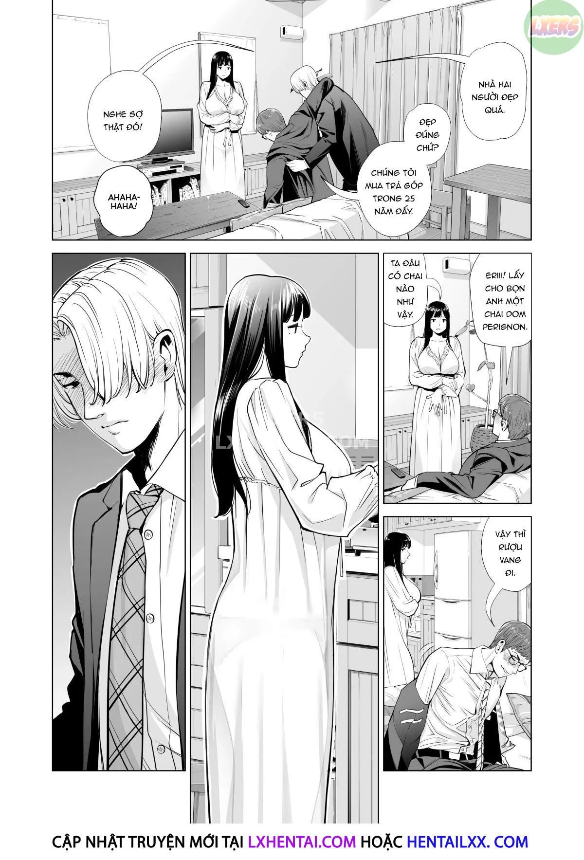 HentaiVN.net - Ảnh 18 - A Housewife Stolen By A Coworker Besides Her Blackout Drunk Husband [Tsukiyo No Midare Zake (Zenpen) Moonlit Intoxication; Tsukiyo No Midare Zake (Kouhen) Moonlit Intoxication] - Chap 1