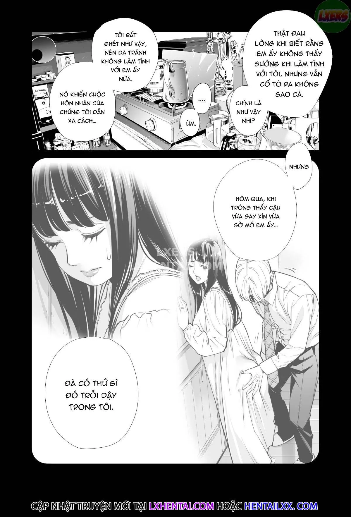HentaiVN.net - Ảnh 19 - A Housewife Stolen By A Coworker Besides Her Blackout Drunk Husband [Tsukiyo No Midare Zake (Zenpen) Moonlit Intoxication; Tsukiyo No Midare Zake (Kouhen) Moonlit Intoxication] - Chap 3