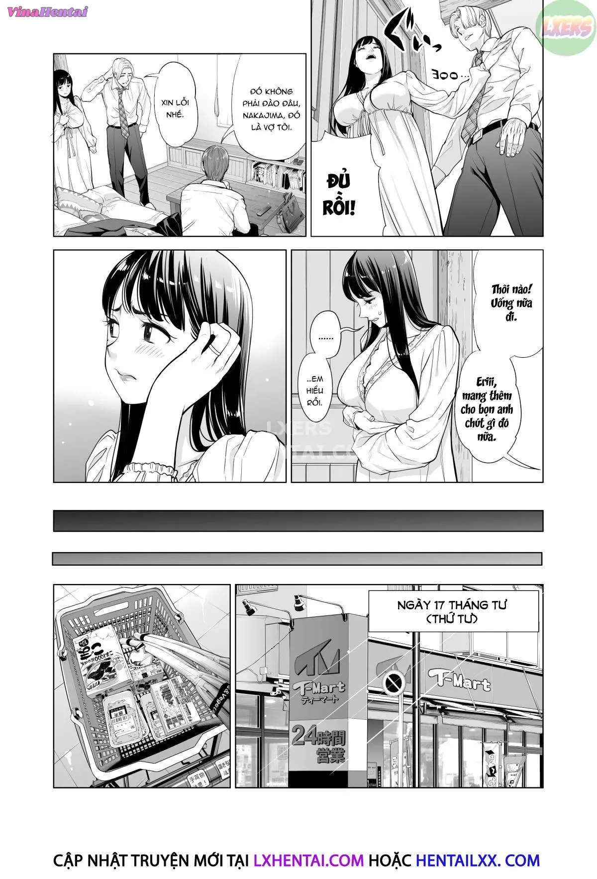 HentaiVN.net - Ảnh 23 - A Housewife Stolen By A Coworker Besides Her Blackout Drunk Husband [Tsukiyo No Midare Zake (Zenpen) Moonlit Intoxication; Tsukiyo No Midare Zake (Kouhen) Moonlit Intoxication] - Chap 1