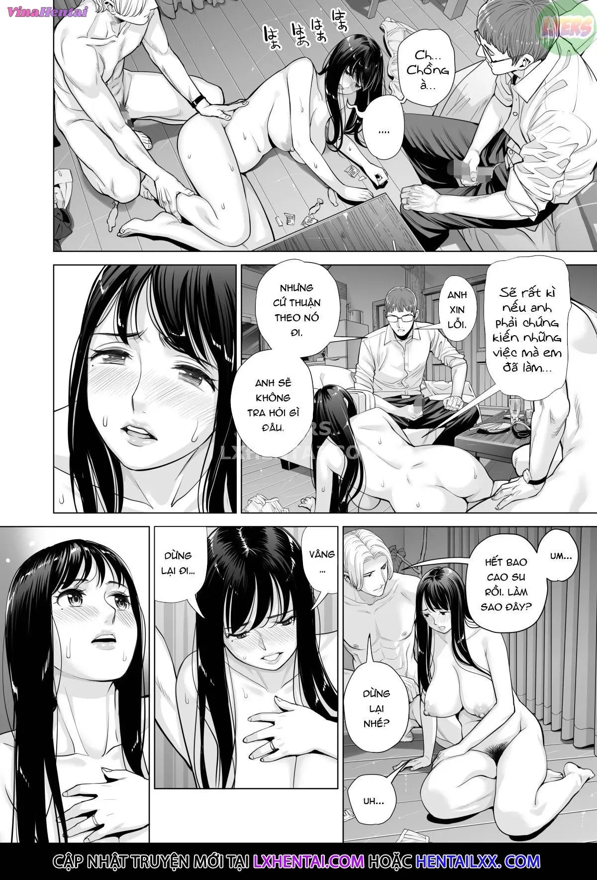 HentaiVN.net - Ảnh 23 - A Housewife Stolen By A Coworker Besides Her Blackout Drunk Husband [Tsukiyo No Midare Zake (Zenpen) Moonlit Intoxication; Tsukiyo No Midare Zake (Kouhen) Moonlit Intoxication] - Chap 3
