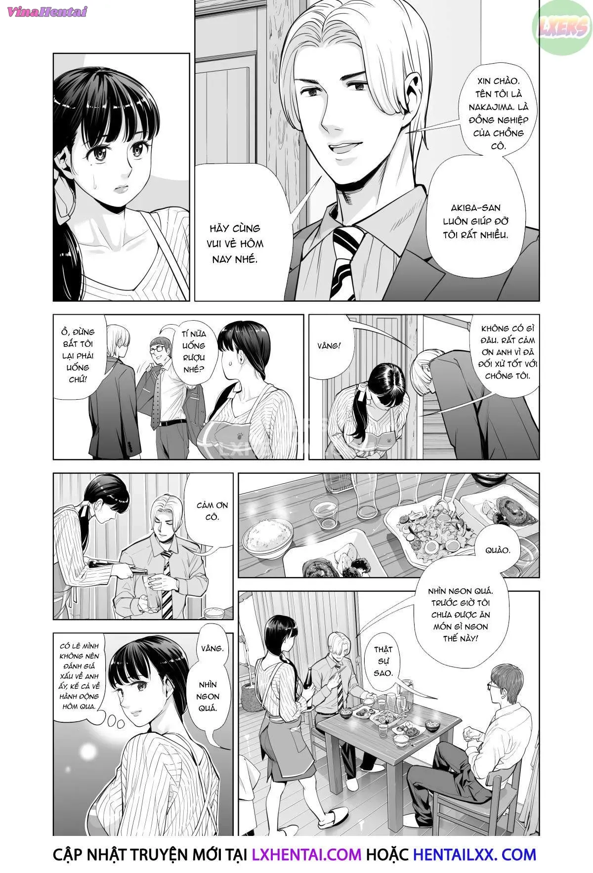 HentaiVN.net - Ảnh 25 - A Housewife Stolen By A Coworker Besides Her Blackout Drunk Husband [Tsukiyo No Midare Zake (Zenpen) Moonlit Intoxication; Tsukiyo No Midare Zake (Kouhen) Moonlit Intoxication] - Chap 1
