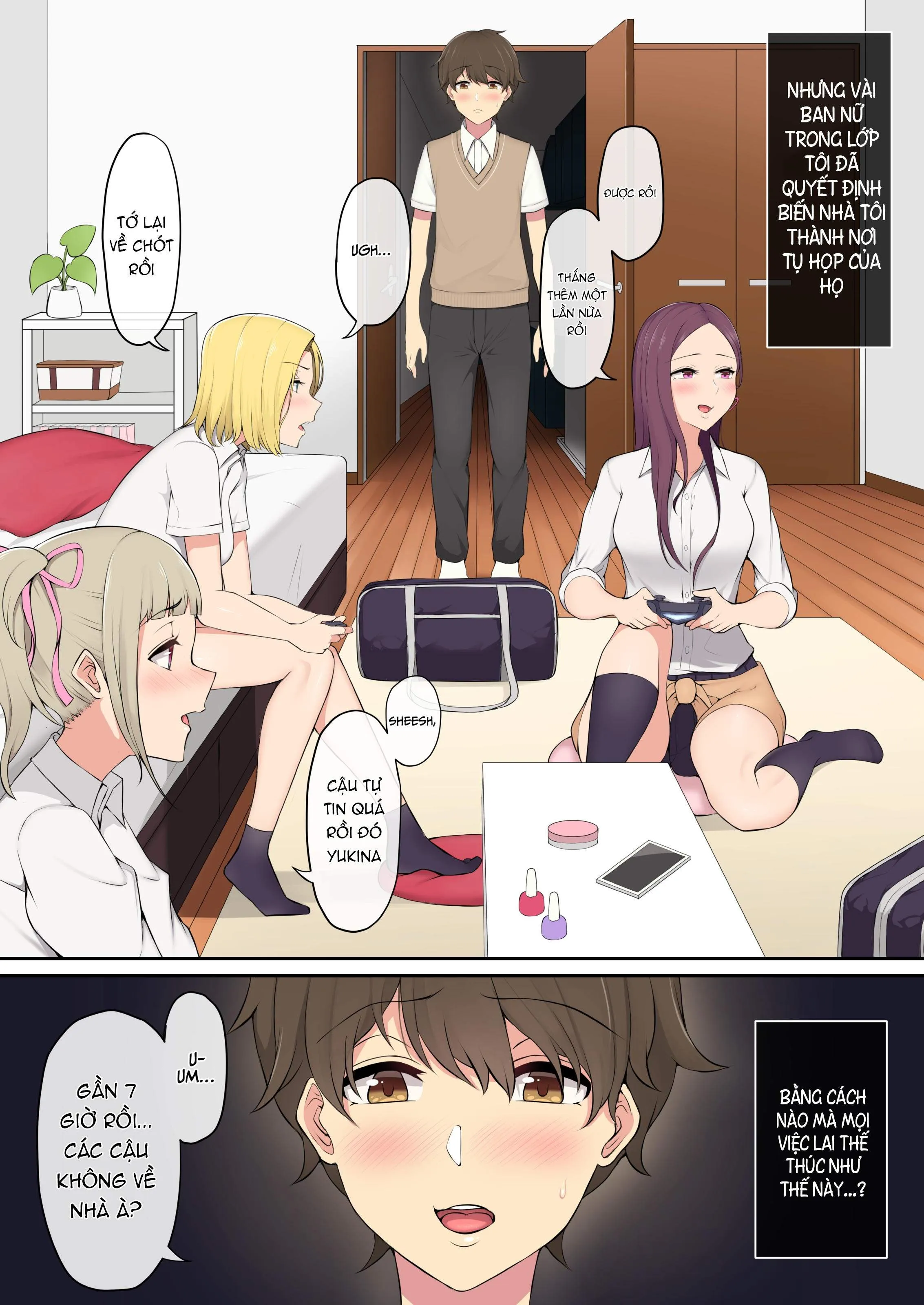 HentaiVN.net - Ảnh 3 - Imaizumi đưa cả bầy Gyaru về nhà mình - Chap 1