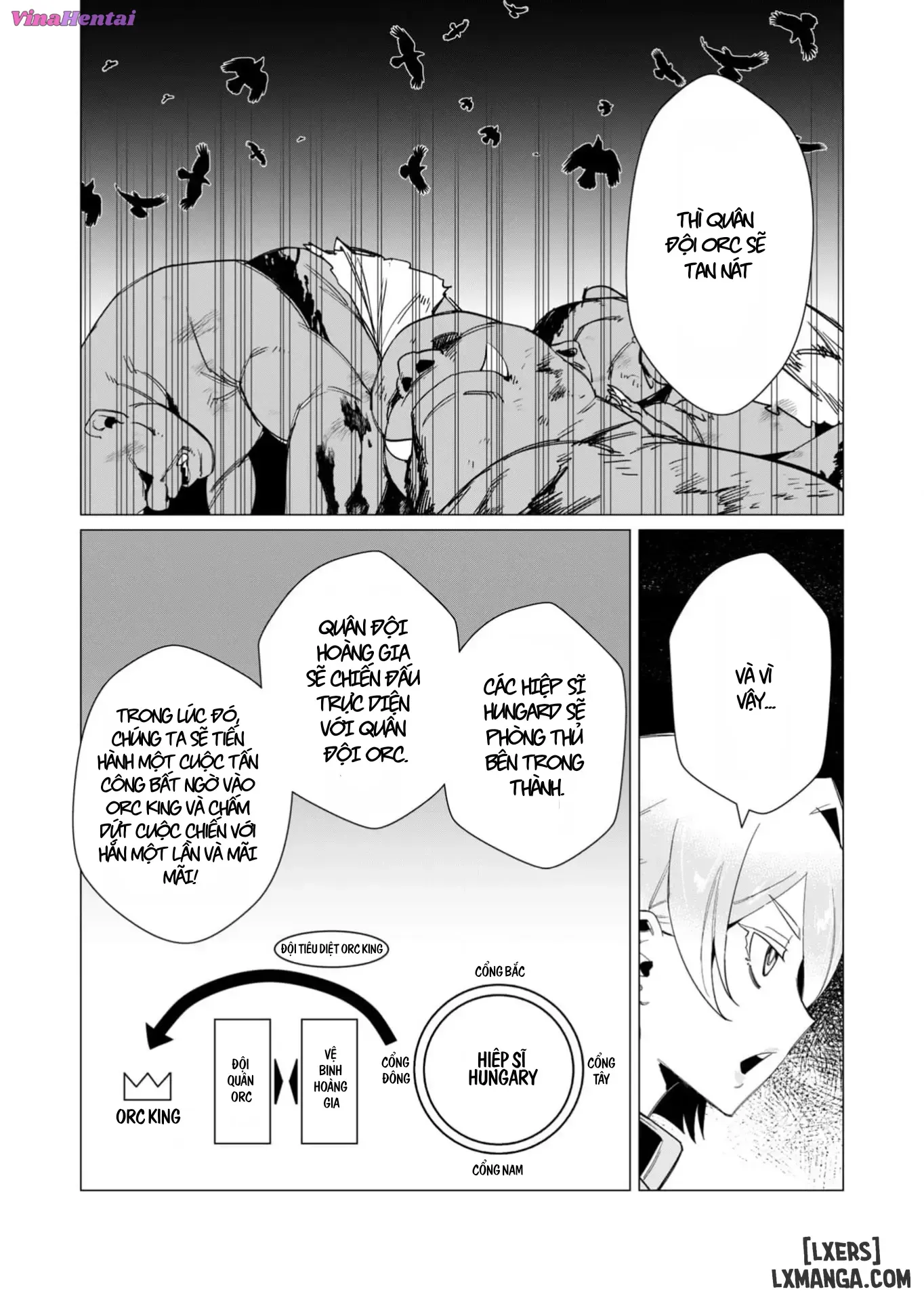 HentaiVN.net - Ảnh 4 - Vị Anh Hùng Muốn “Vợ Người Ta” Làm Phần Thưởng - Chap 11: Dũng Sĩ x Nữ Hiệp Sĩ x Orc King(Phần 2)