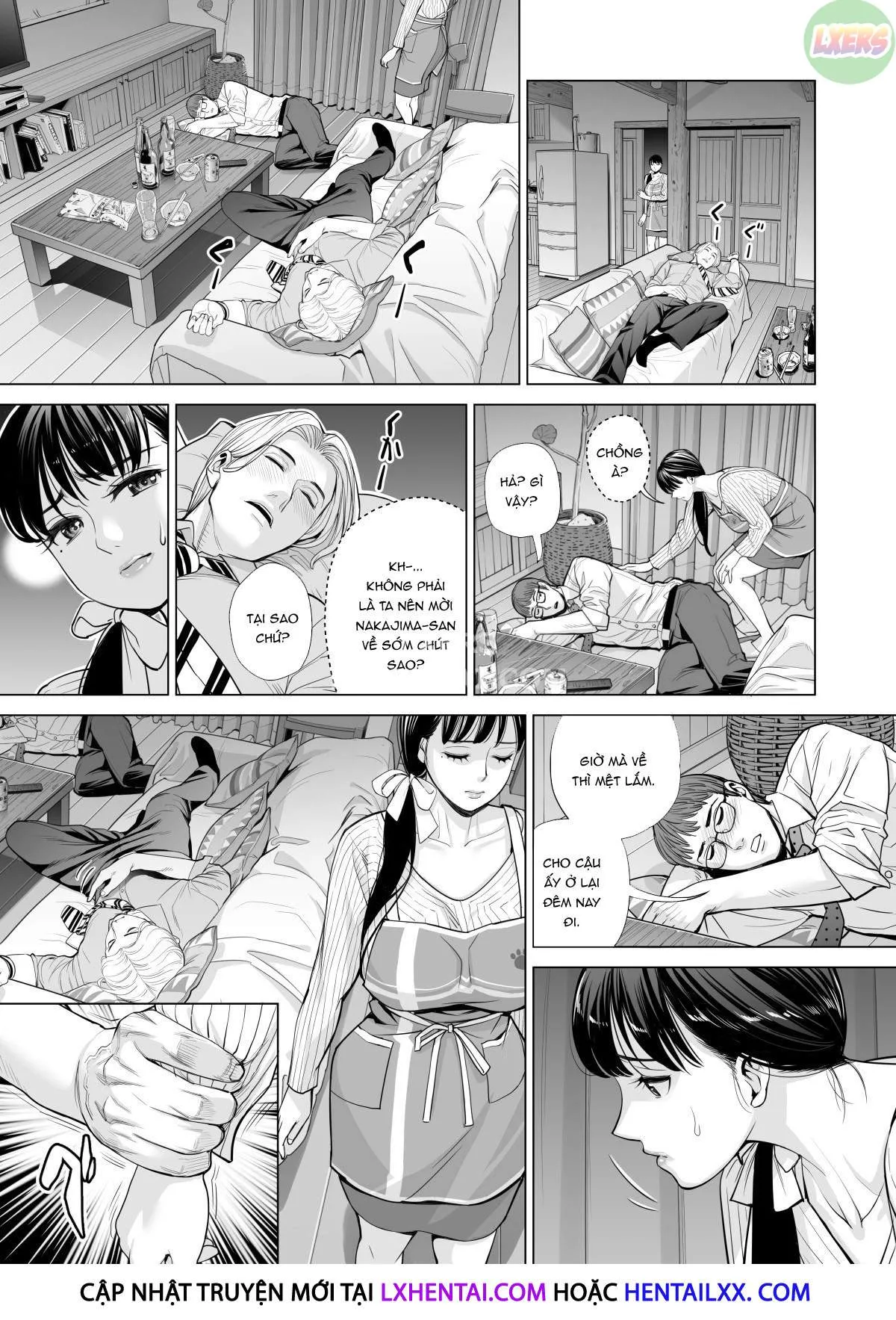 HentaiVN.net - Ảnh 41 - A Housewife Stolen By A Coworker Besides Her Blackout Drunk Husband [Tsukiyo No Midare Zake (Zenpen) Moonlit Intoxication; Tsukiyo No Midare Zake (Kouhen) Moonlit Intoxication] - Chap 1