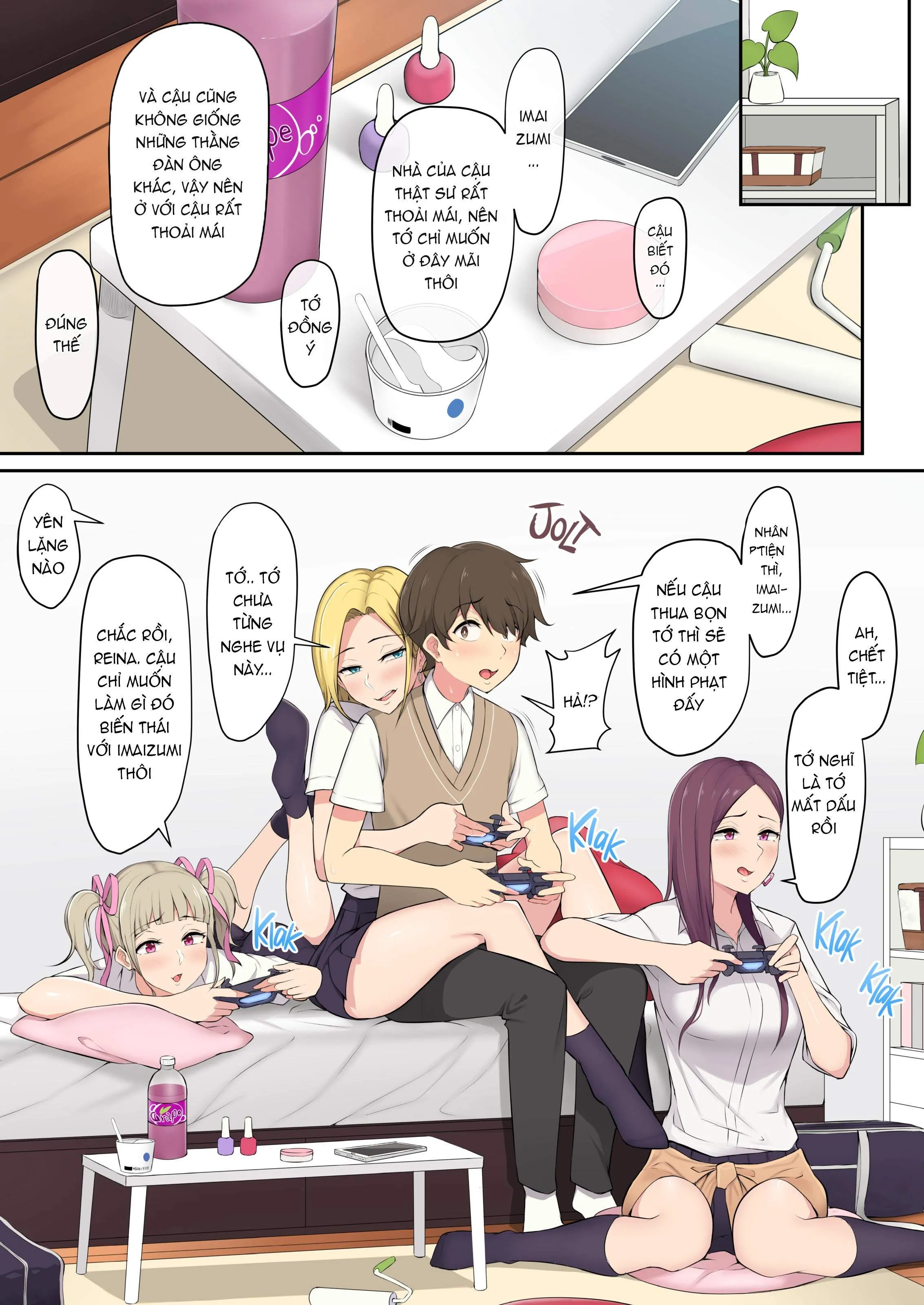 HentaiVN.net - Ảnh 5 - Imaizumi đưa cả bầy Gyaru về nhà mình - Chap 1