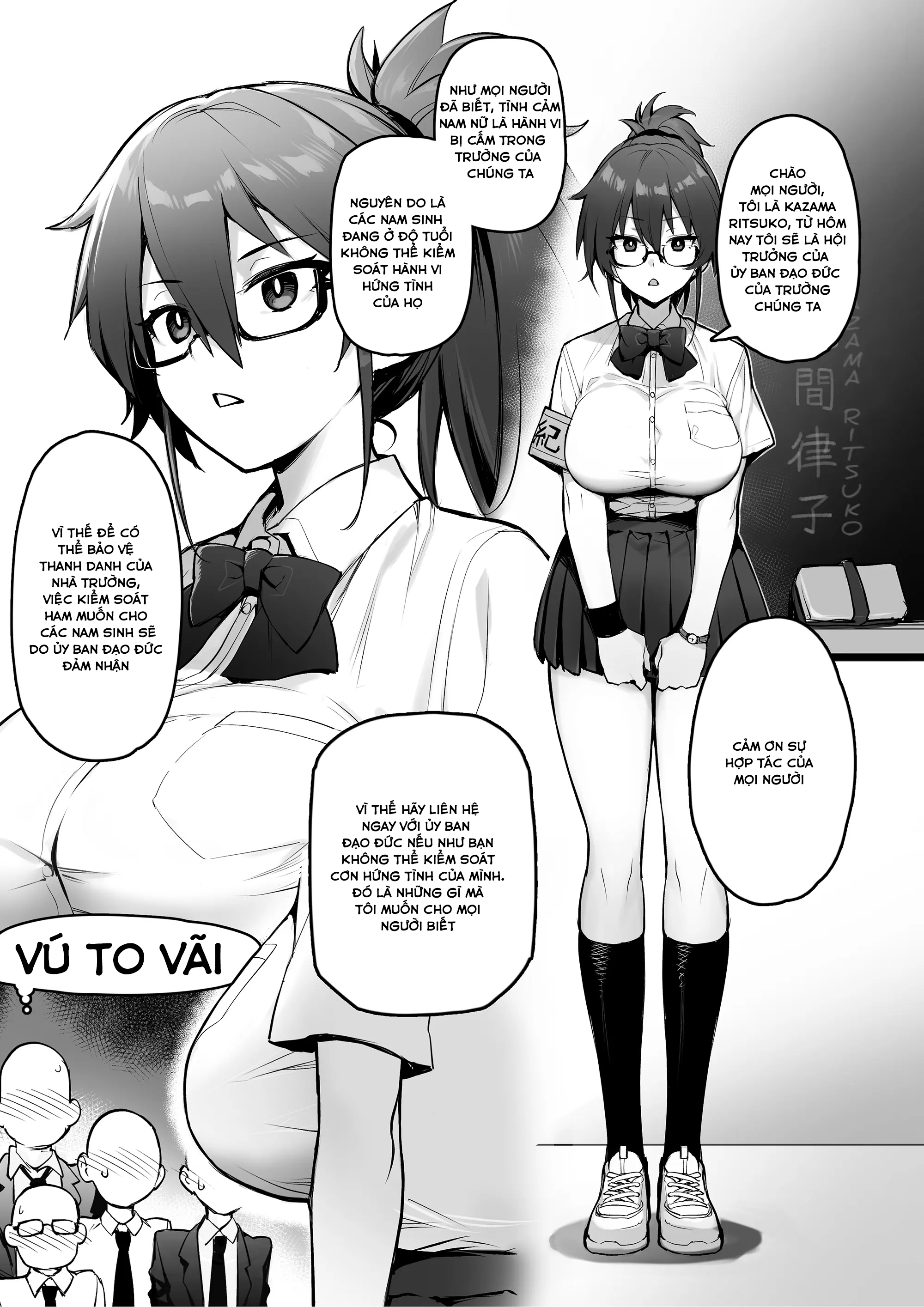 HentaiVN.net - Ảnh 7 - Atarashii Fuuki Iinchou wa Kyonyuu Sugiru Ken - Phần 1 - Full 4 chap