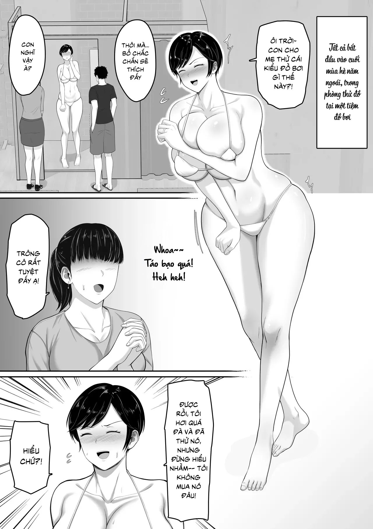HentaiVN.net - Ảnh 8 - セックスレスの巨乳母にノリで着させた水着がエロ過ぎたので父の代わりにチンポ挿れたら毎日ノリで中出しさせてくれるようになった話 - Chap 1.
