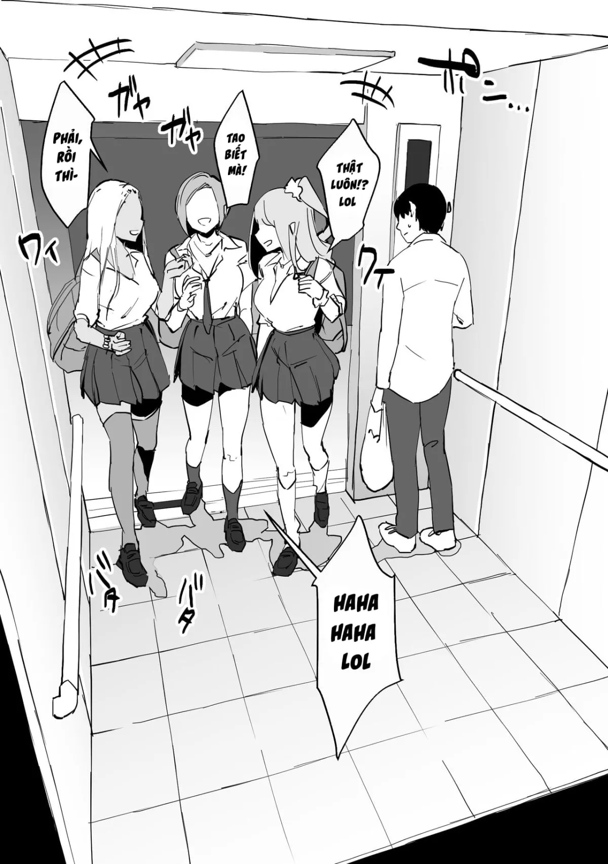 HentaiVN.net - Ảnh 3 - Bị mắc kẹt trong thang máy cùng các em gyaru [ギャルとエレベーターに閉じ込められた] - Oneshot