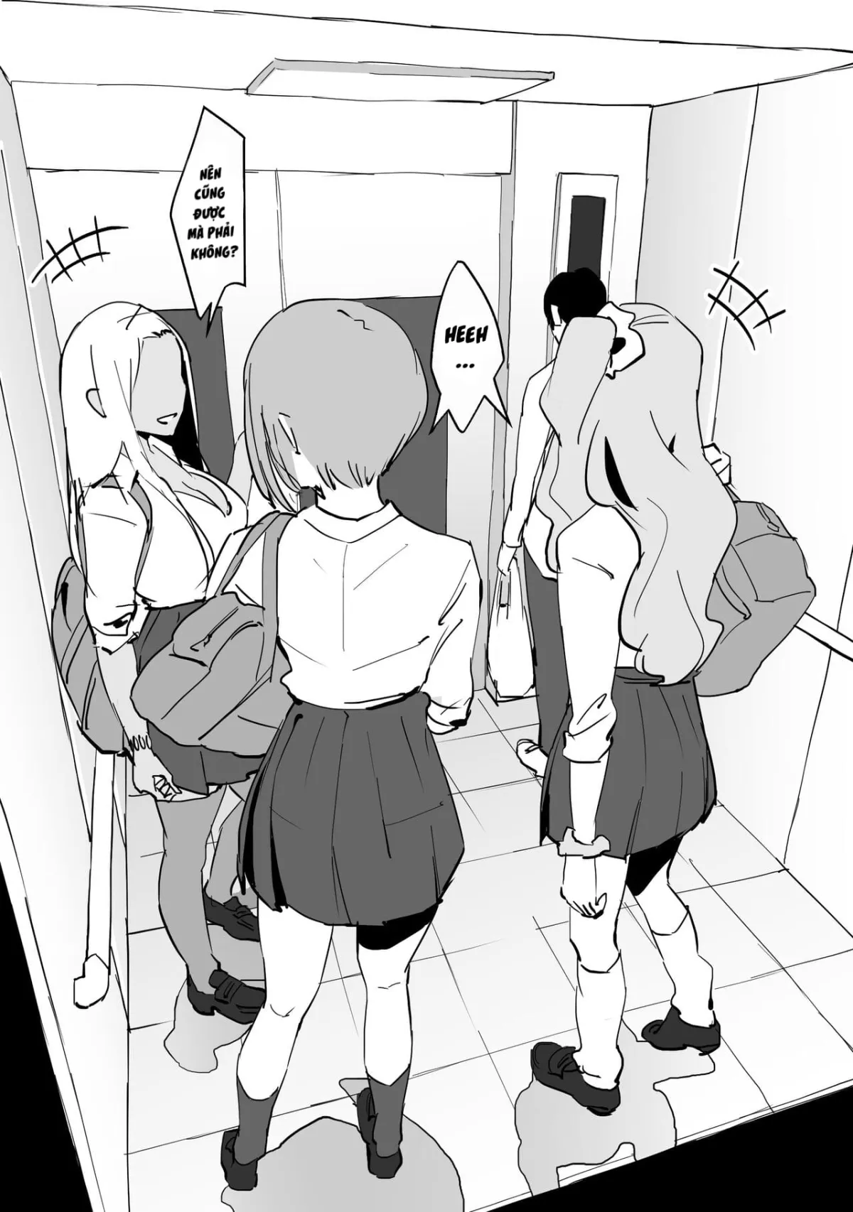 HentaiVN.net - Ảnh 4 - Bị mắc kẹt trong thang máy cùng các em gyaru [ギャルとエレベーターに閉じ込められた] - Oneshot
