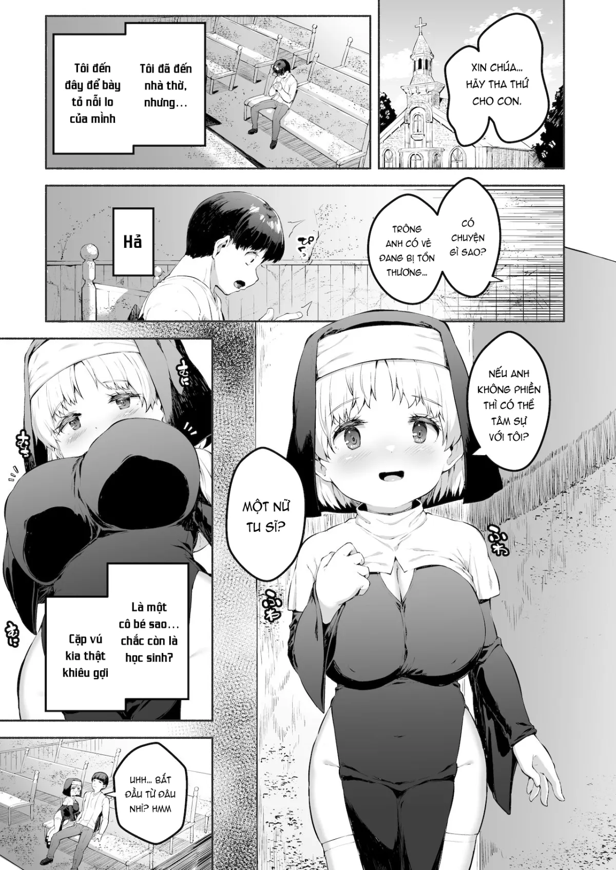 HentaiVN.net - Ảnh 3 - Ecchi na Zange o Sasete kureru Keiken na Loli Kyonyuu Sister-chan [えっちな懺悔をさせてくれる敬虔なロリ巨乳シスターちゃん] - Oneshot.