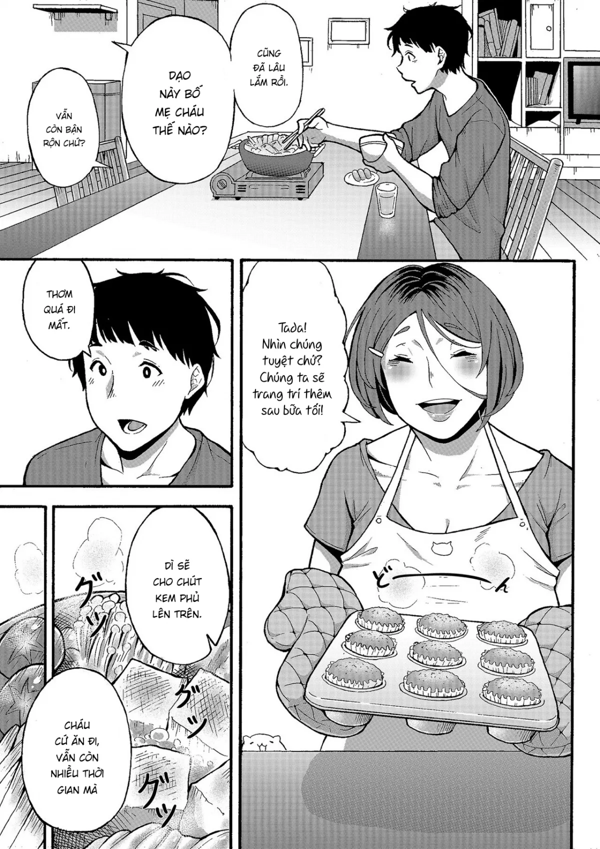 HentaiVN.net - Ảnh 5 - Có muốn làm mấy chuyện hư hỏng với dì khum? [Oba-han to Ee Koto Seehen? | Wanna Do Something Nice With Your Auntie?] - Oneshot