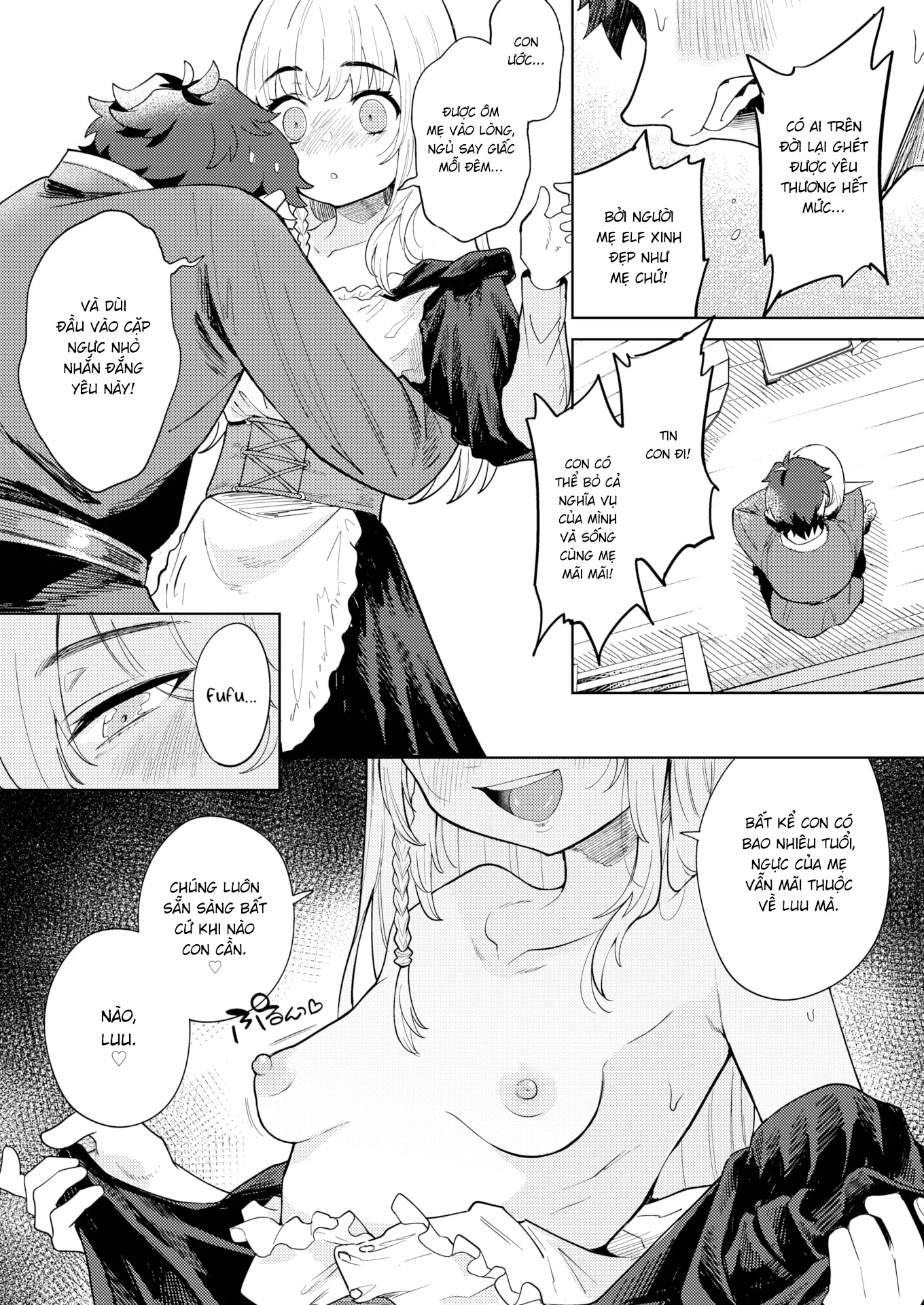 HentaiVN.net - Ảnh 11 - My Elven Foster Mom Loves Me So Much That She Won't Let Me Go on Adventures! - Oneshot