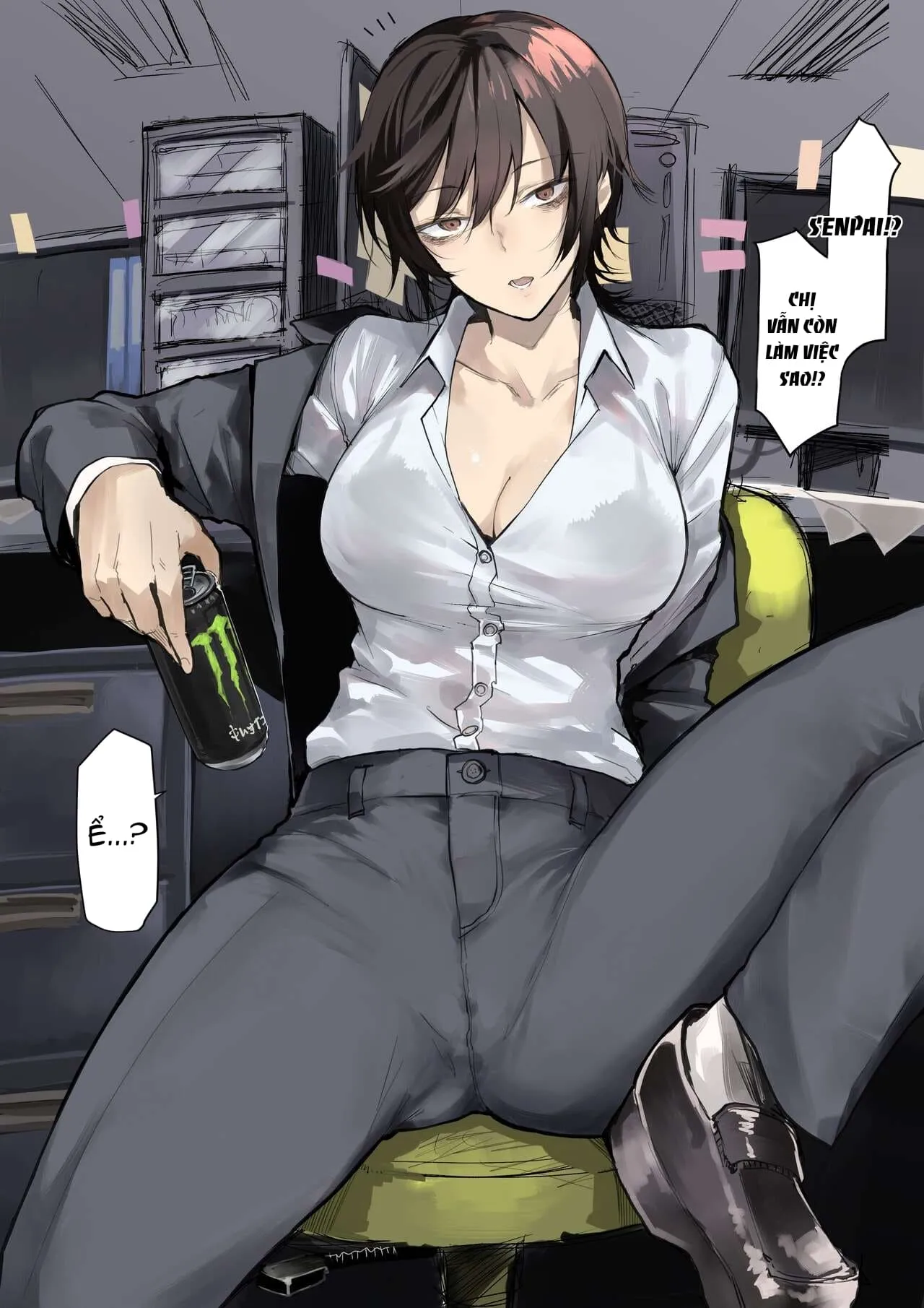HentaiVN.net - Ảnh 3 - Chị gái văn phòng thiếu ngủ [Nebusoku OL Onee-san] - Oneshot
