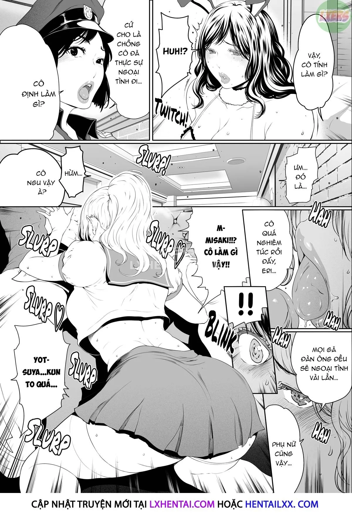 HentaiVN.net - Ảnh 15 - Buổi đêm THÁC LOẠN của những bà vợ - Oneshot