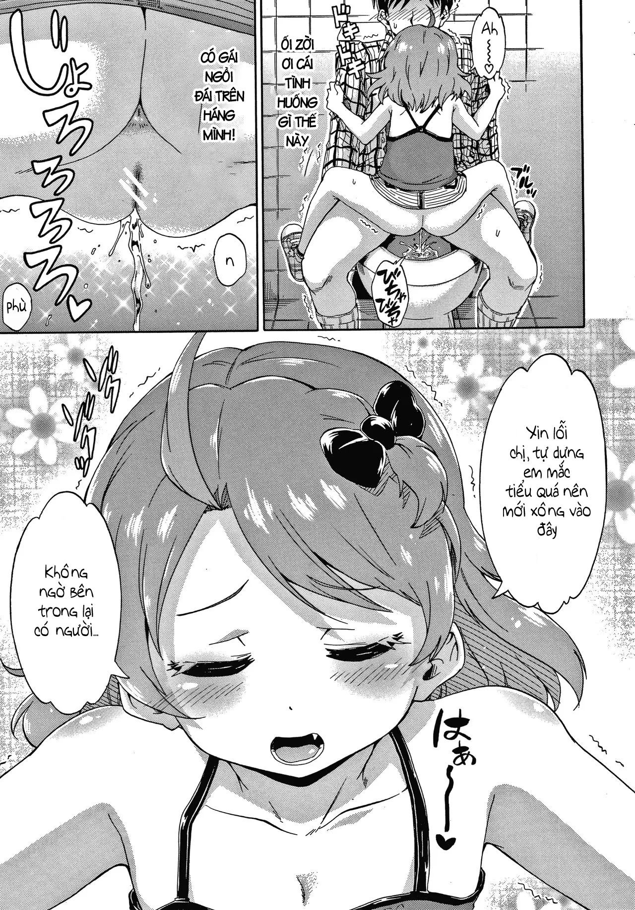 HentaiVN.net - Ảnh 7 - Trông vậy thôi nhưng chúng em có kinh nghiệm rồi đó ! [Keikenzumi da yo, Watashi-tachi] - Chap 1, Gặp nanami-chan trong nhà vệ sinh nữ