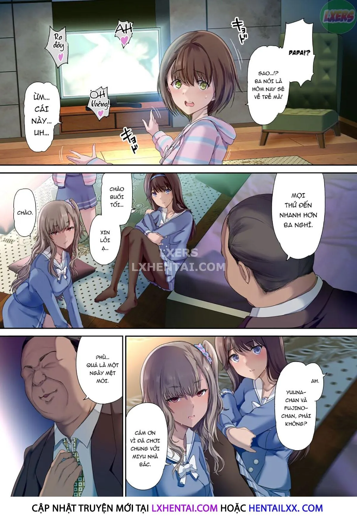 HentaiVN.net - Ảnh 7 - Papa No Shinshitsu Wa Musume Tomodachi No Tamariba [Daddy's Bedroom Is A Hangout For His Daughter's Friends] - Oneshot