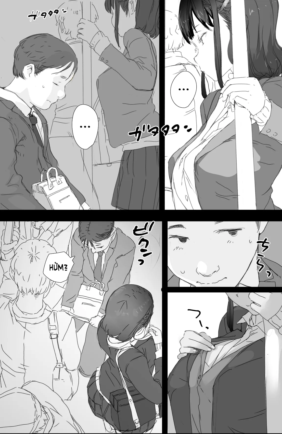 HentaiVN.net - Ảnh 10 - Anh Chàng May Mắn Và Cô Gái Khoe Hàng Trên Chuyến Tàu Điện Ngầm [Tsuukin Densha de Oppai o Mise ni Kuru Musume ga Ite Komattemasu] - Oneshot