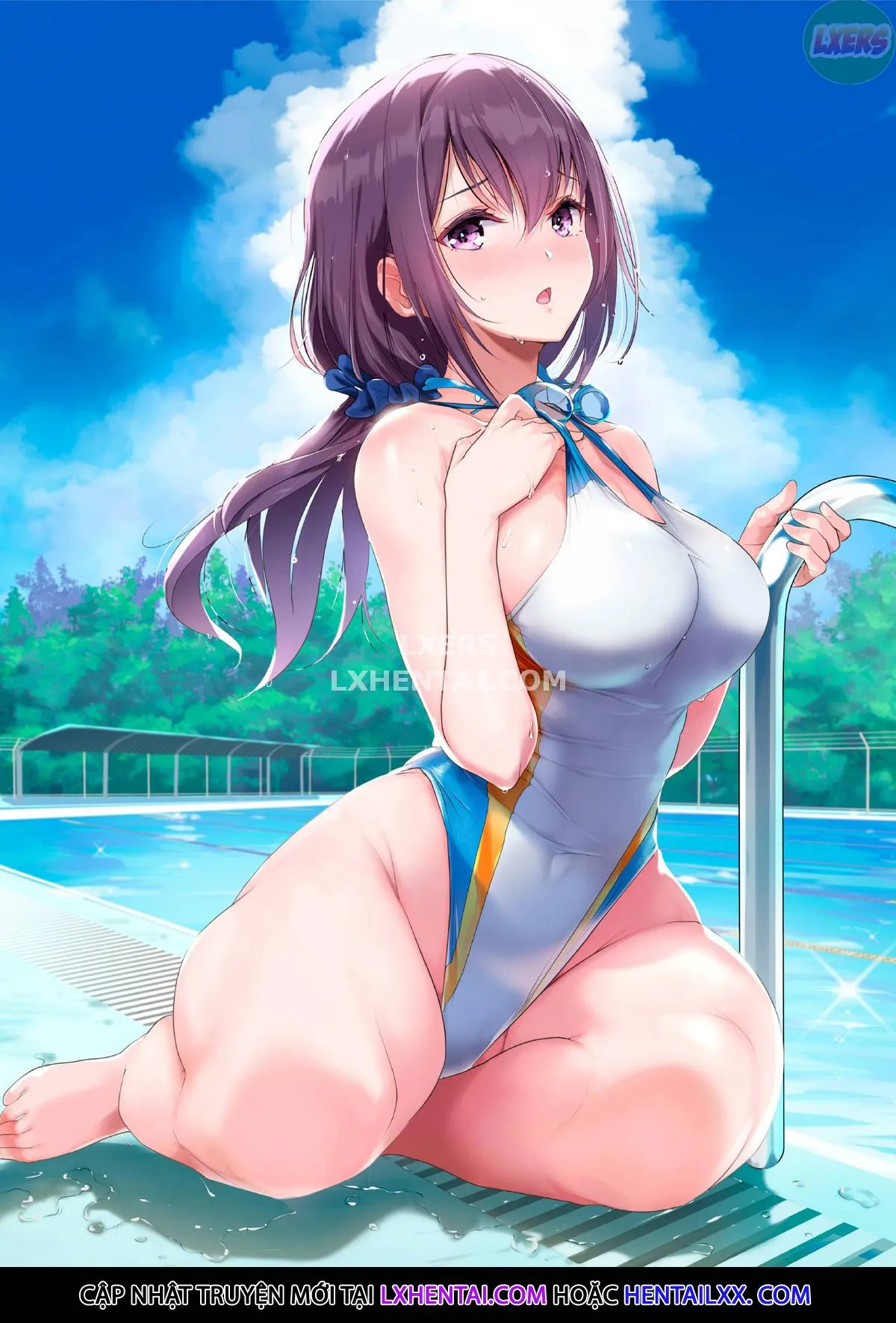 HentaiVN.net - Ảnh 6 - Kyonyuu ga Nayami no Suiei Buin - Oneshot - Không che