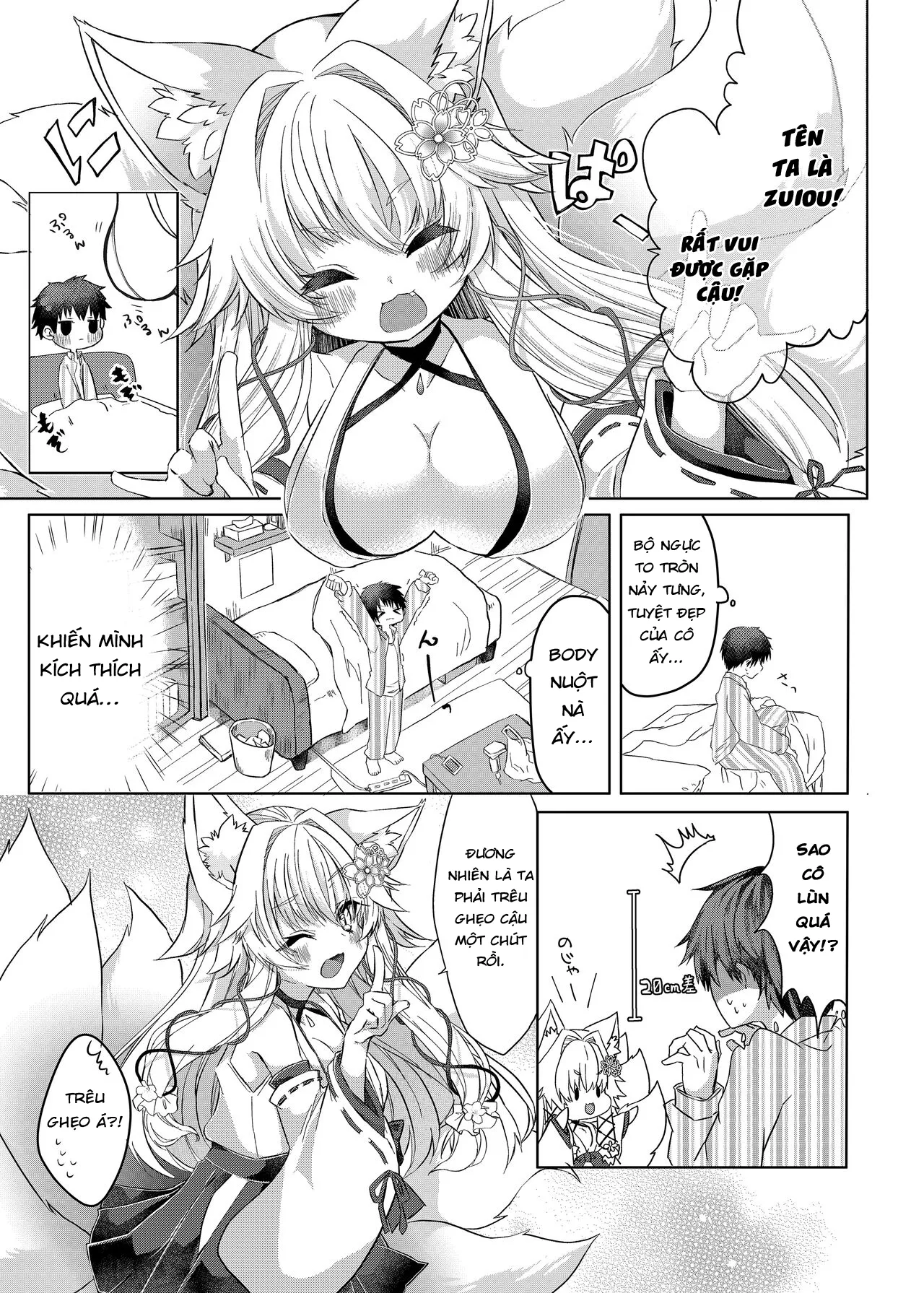 HentaiVN.net - Ảnh 4 - Chuyển giới thành một nàng cáo!? [Oshikake Kitsunemusume ni Kenzokukitsunemusume ni Sareta Ken, How I Was Turned Into an Underling Fox Girl by a Pushy Fox Girl] - Oneshot Ngọt