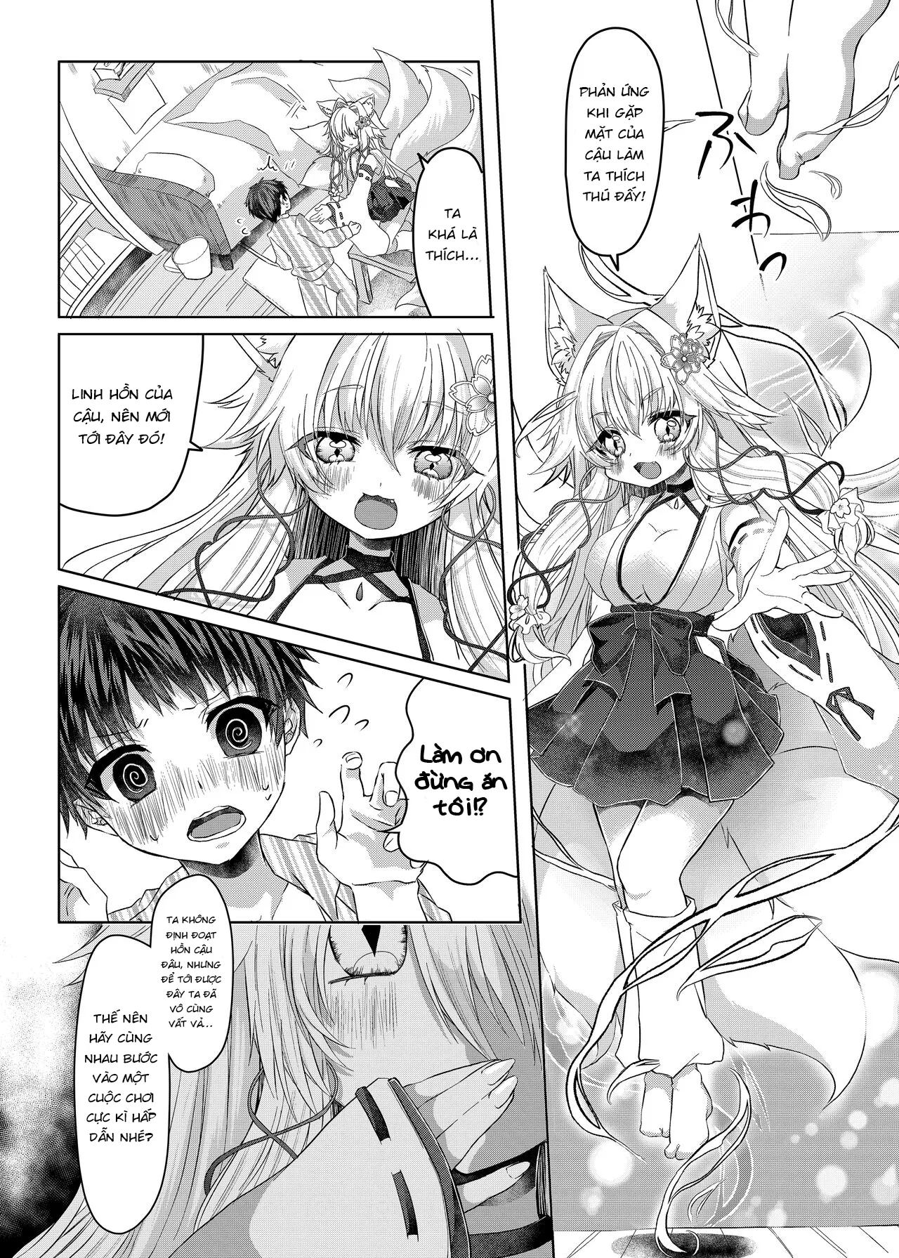 HentaiVN.net - Ảnh 5 - Chuyển giới thành một nàng cáo!? [Oshikake Kitsunemusume ni Kenzokukitsunemusume ni Sareta Ken, How I Was Turned Into an Underling Fox Girl by a Pushy Fox Girl] - Oneshot Ngọt