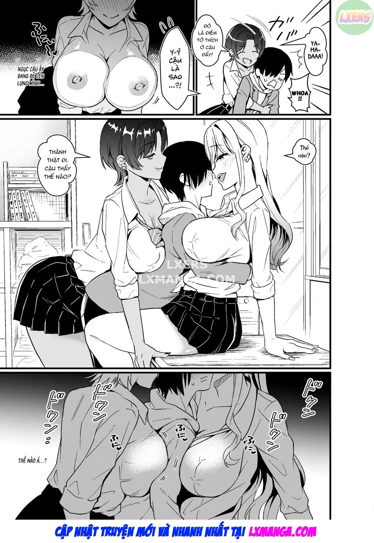 HentaiVN.net - Ảnh 10 - That Time Gyarus Asked Me To Grope Their Tits After Class [Gal Ni Houkago Oppai Sawatte Ku? Te Sasowareru Hanashi] - Oneshot