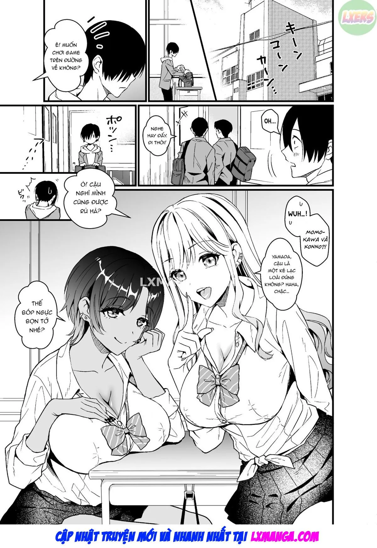 HentaiVN.net - Ảnh 6 - That Time Gyarus Asked Me To Grope Their Tits After Class [Gal Ni Houkago Oppai Sawatte Ku? Te Sasowareru Hanashi] - Oneshot