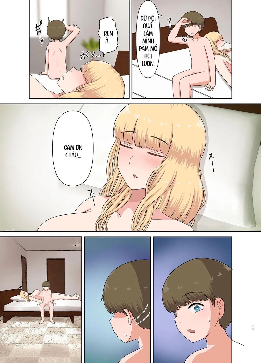 HentaiVN.net - Ảnh 39 - Hấp diêm người dì tóc vàng đang ngủ say [Kinpatsu Oba-san no Suiminkan; Blonde Aunt's Sleep Rape] - Oneshot