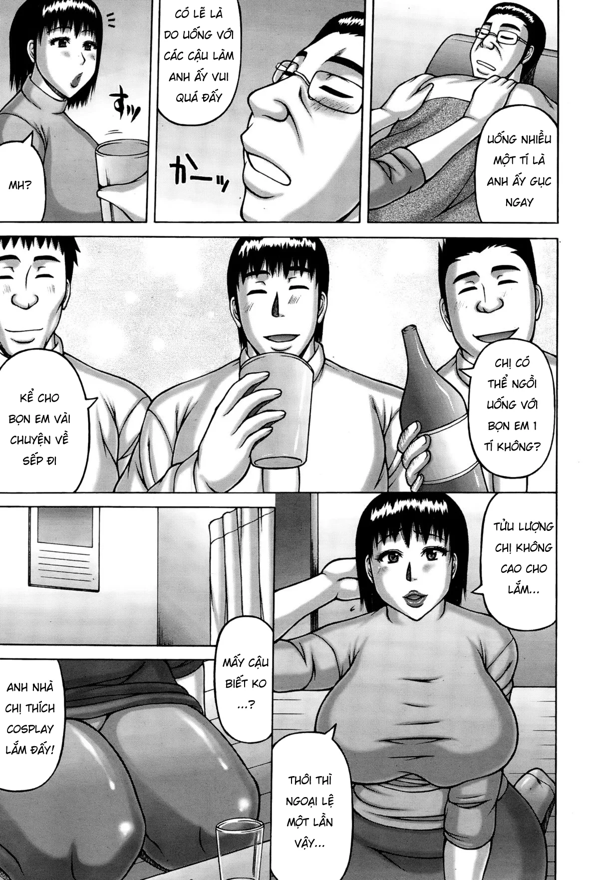 HentaiVN.net - Ảnh 5 - Cách tiếp khách bằng tình dục của vợ tôi [Oku-sama no Inkou Settai; A Wife's Welcoming Intercourse] - Oneshot