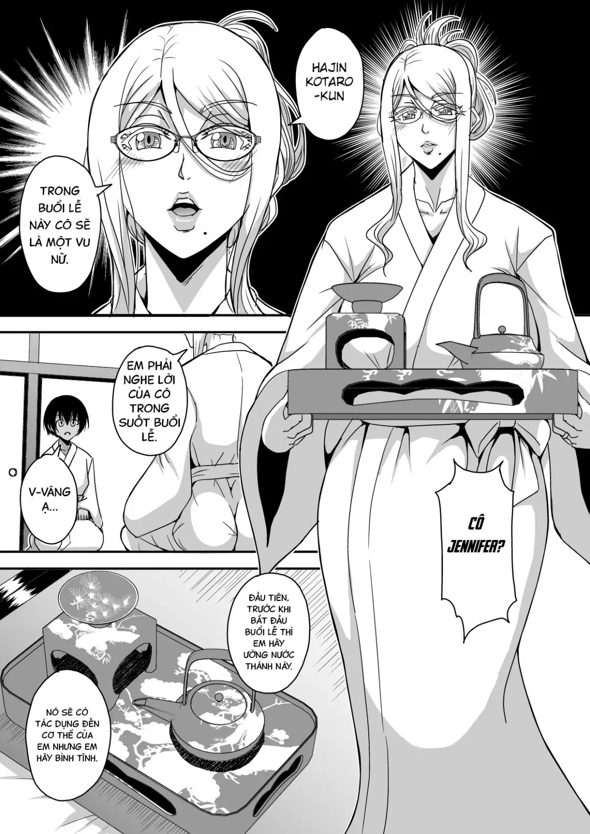 HentaiVN.net - Ảnh 10 - Bakunyuu Hitozuma Kinpatsu Gaikokujin Jokyoushi ga Mura no Inshuu de Kasshoku Shota no Fudeoroshi o Suru Hanashi - Oneshot