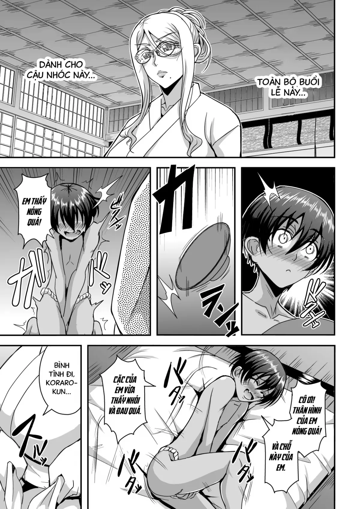 HentaiVN.net - Ảnh 12 - Bakunyuu Hitozuma Kinpatsu Gaikokujin Jokyoushi ga Mura no Inshuu de Kasshoku Shota no Fudeoroshi o Suru Hanashi - Oneshot
