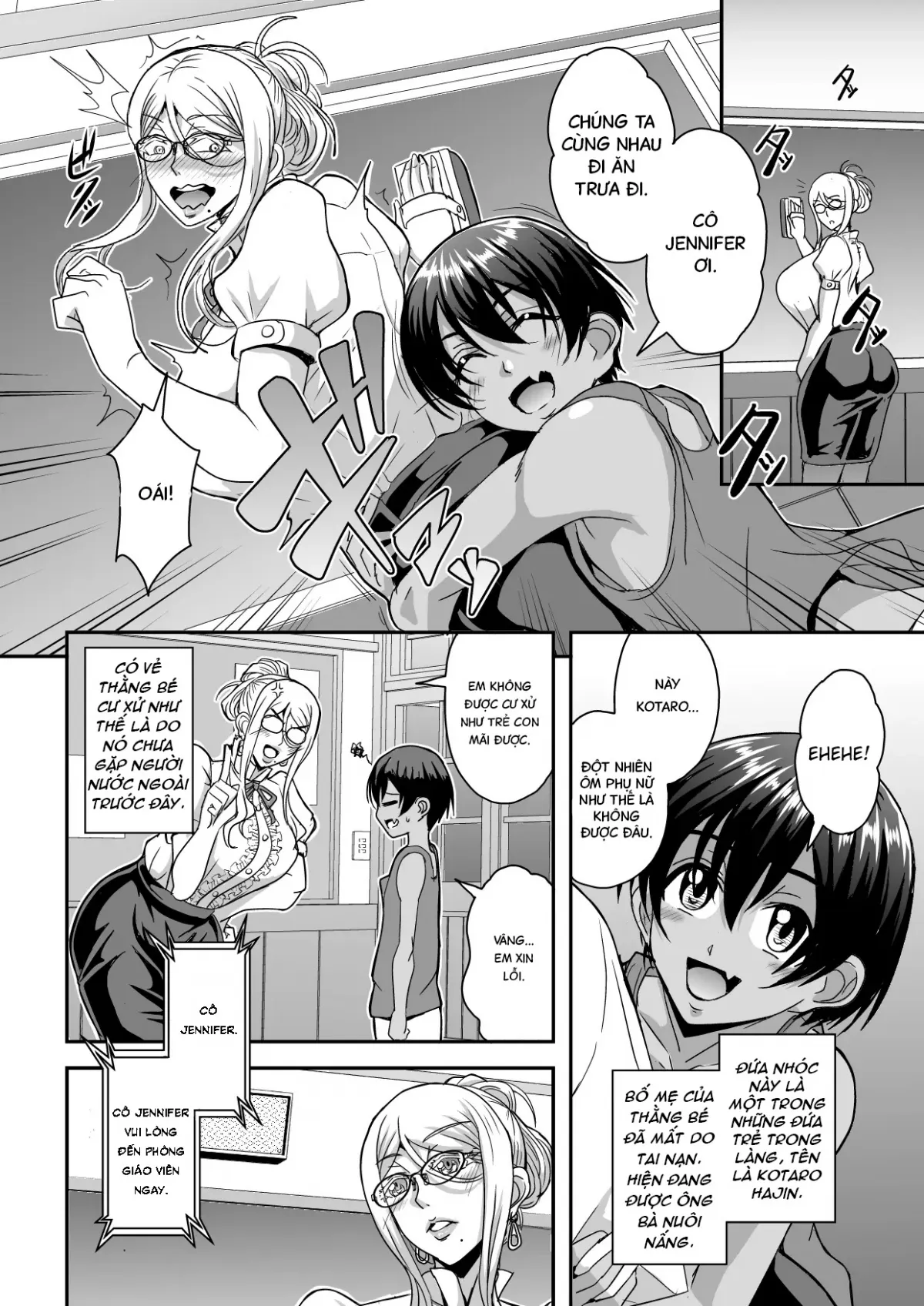 HentaiVN.net - Ảnh 3 - Bakunyuu Hitozuma Kinpatsu Gaikokujin Jokyoushi ga Mura no Inshuu de Kasshoku Shota no Fudeoroshi o Suru Hanashi - Oneshot