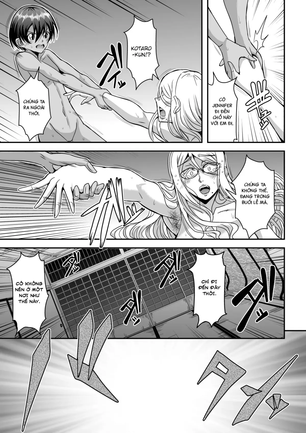 HentaiVN.net - Ảnh 42 - Bakunyuu Hitozuma Kinpatsu Gaikokujin Jokyoushi ga Mura no Inshuu de Kasshoku Shota no Fudeoroshi o Suru Hanashi - Oneshot