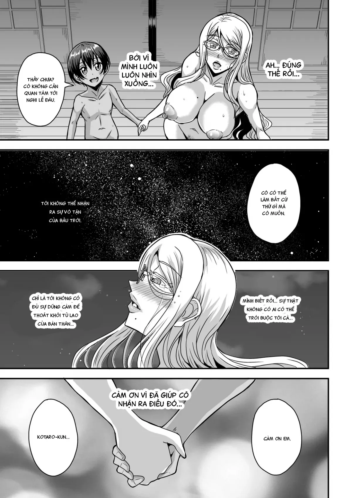 HentaiVN.net - Ảnh 44 - Bakunyuu Hitozuma Kinpatsu Gaikokujin Jokyoushi ga Mura no Inshuu de Kasshoku Shota no Fudeoroshi o Suru Hanashi - Oneshot
