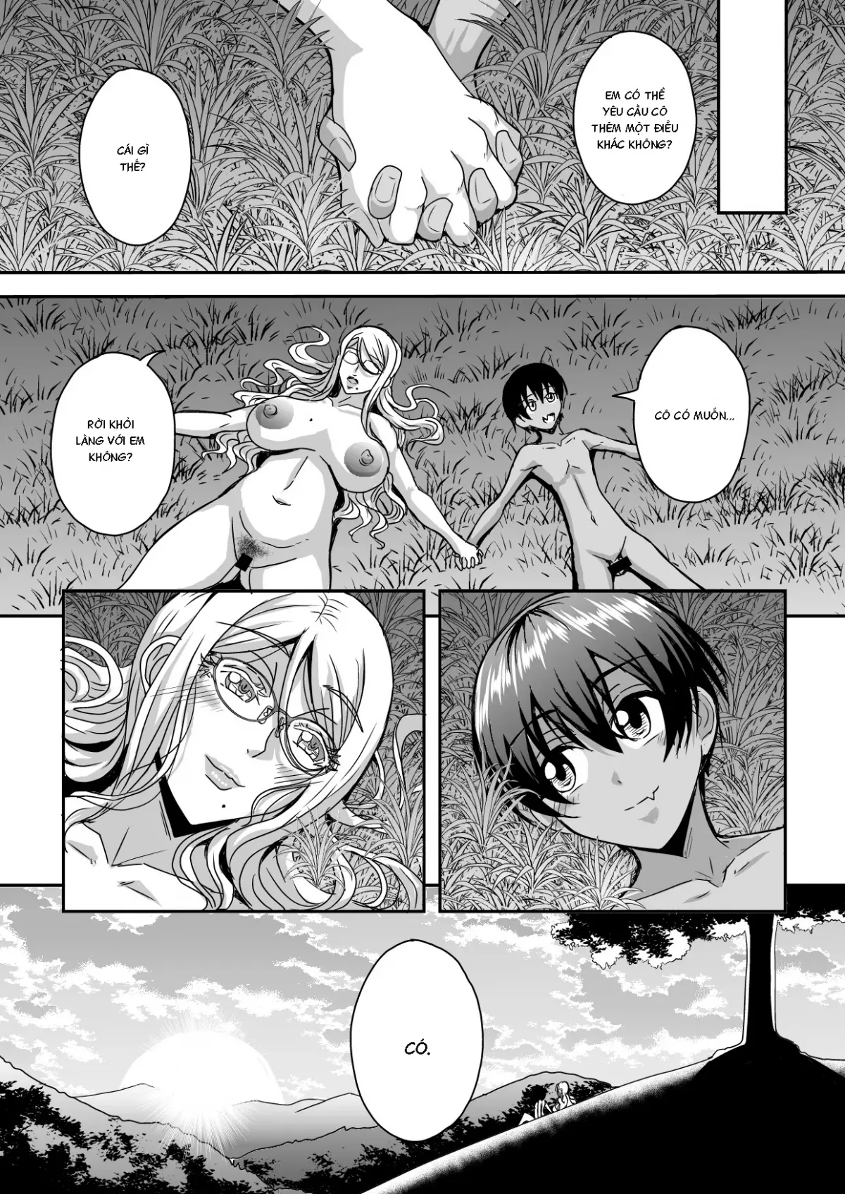 HentaiVN.net - Ảnh 56 - Bakunyuu Hitozuma Kinpatsu Gaikokujin Jokyoushi ga Mura no Inshuu de Kasshoku Shota no Fudeoroshi o Suru Hanashi - Oneshot