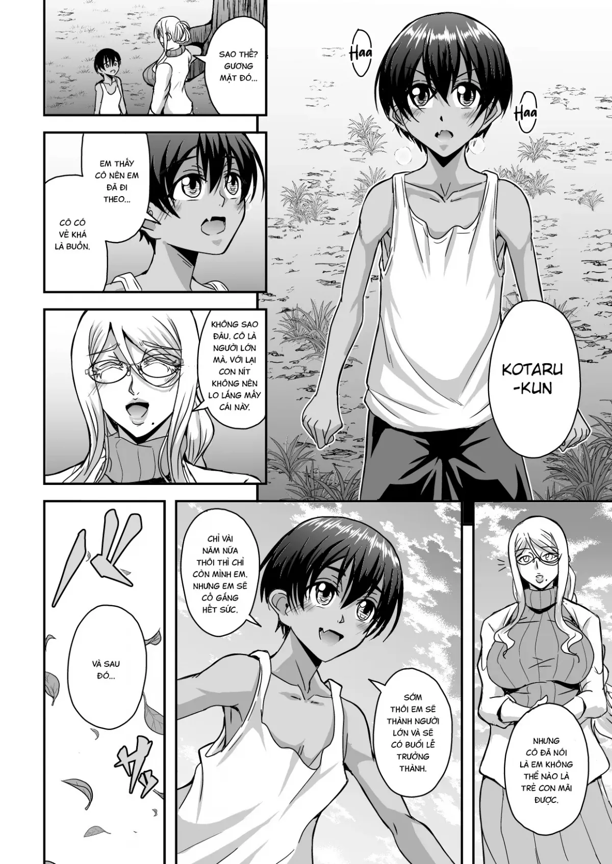 HentaiVN.net - Ảnh 7 - Bakunyuu Hitozuma Kinpatsu Gaikokujin Jokyoushi ga Mura no Inshuu de Kasshoku Shota no Fudeoroshi o Suru Hanashi - Oneshot
