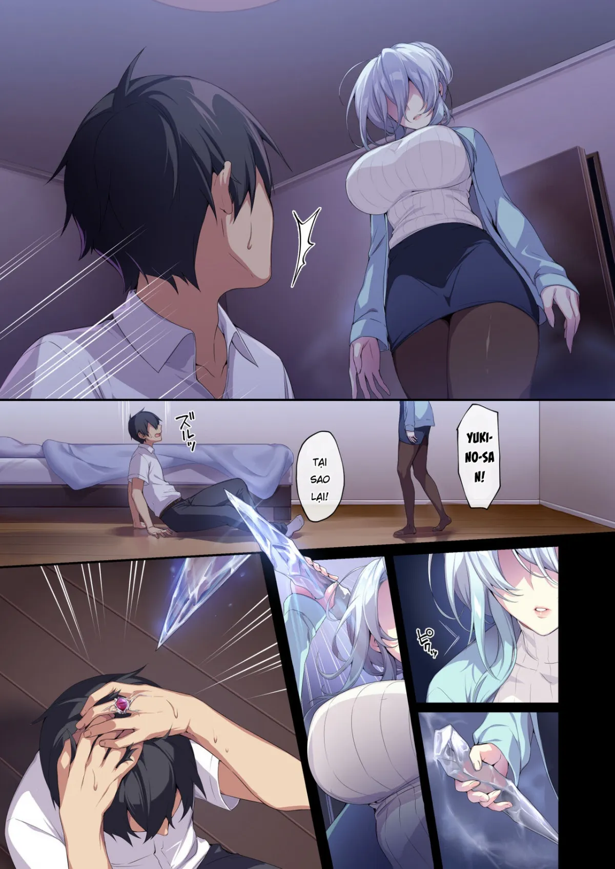 HentaiVN.net - Ảnh 4 - Hitozukiai ga Nigate na Miboujin no Yukionna-san to Noroi no Yubiwa 2 - Chap 1 Địt em vu nữ quỷ