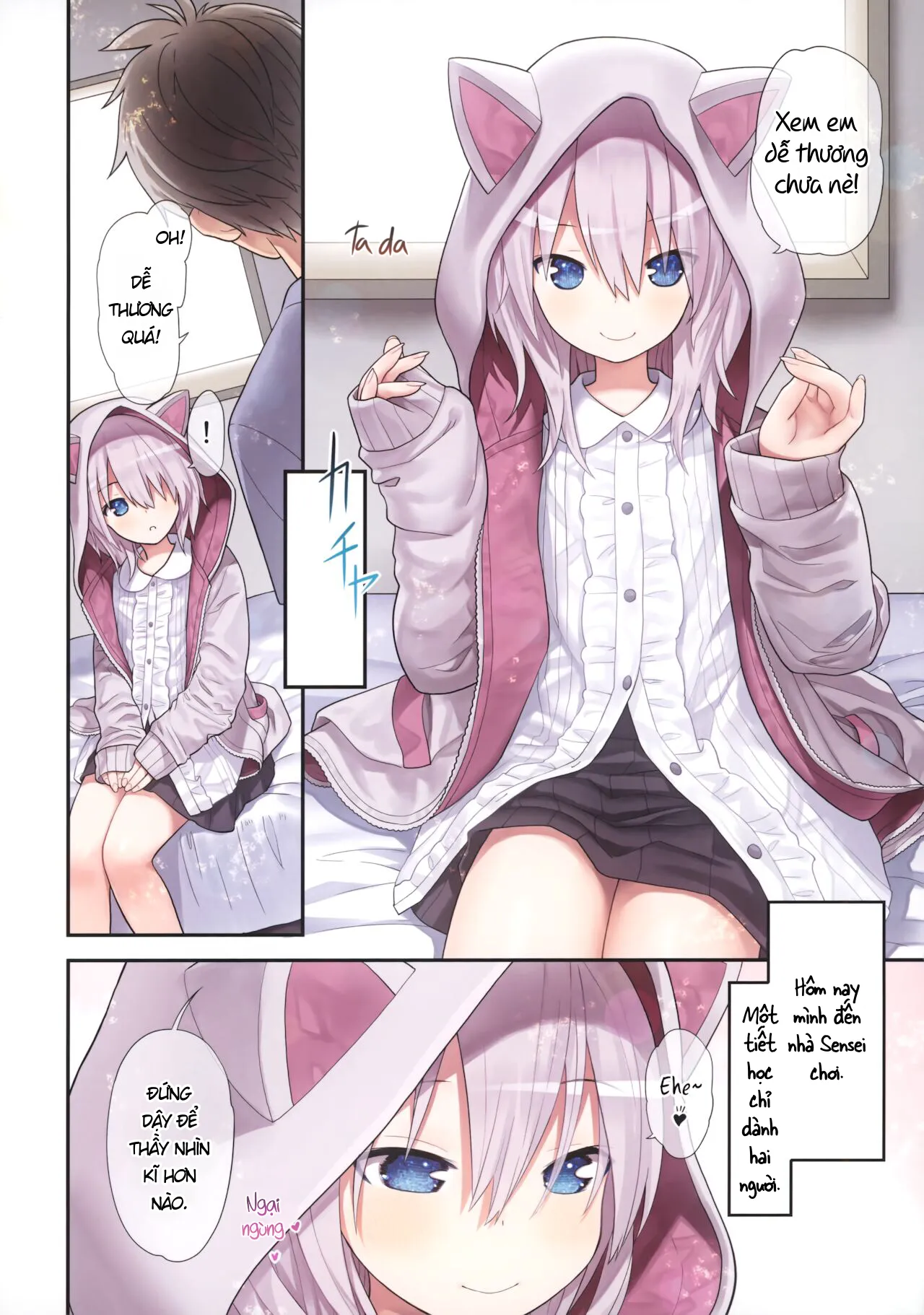 HentaiVN.net - Ảnh 6 - Sensei, tôi và chiếc áo hoodie tai mèo [Sensei to Watashi to Nekomimi Parka] - Oneshot